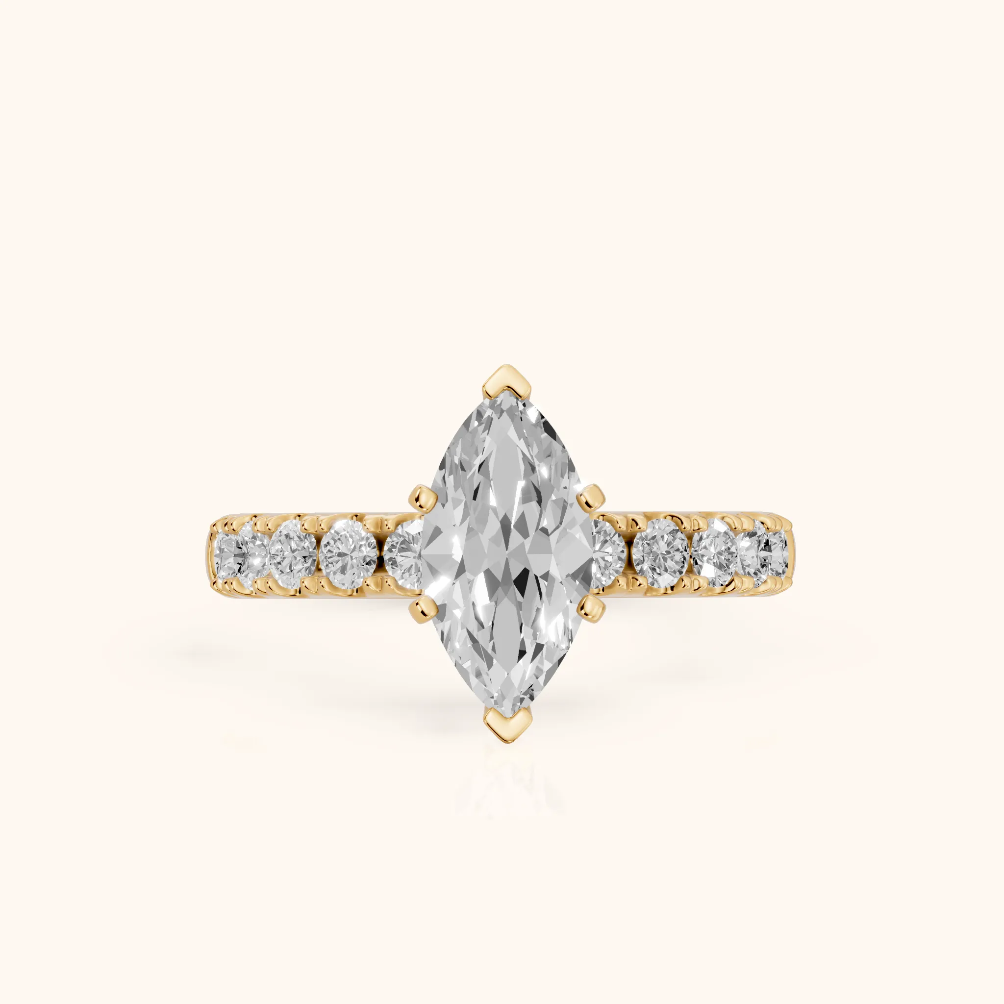 Alix Statement Pavé Marquise Diamond Engagement Ring in Yellow Gold — view 1