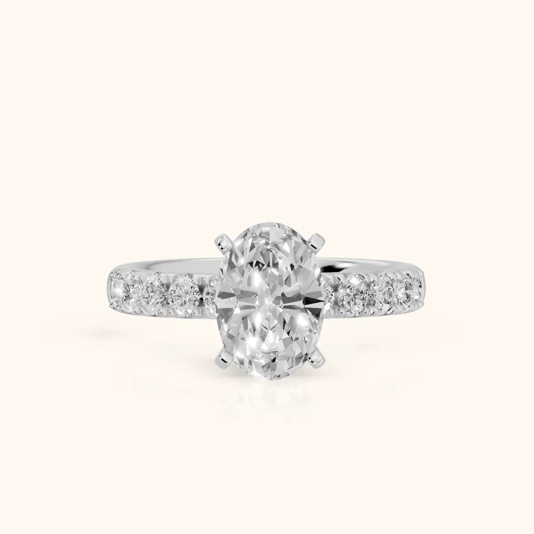 Alix Statement Pavé Oval Diamond Engagement Ring in Silver — view 2