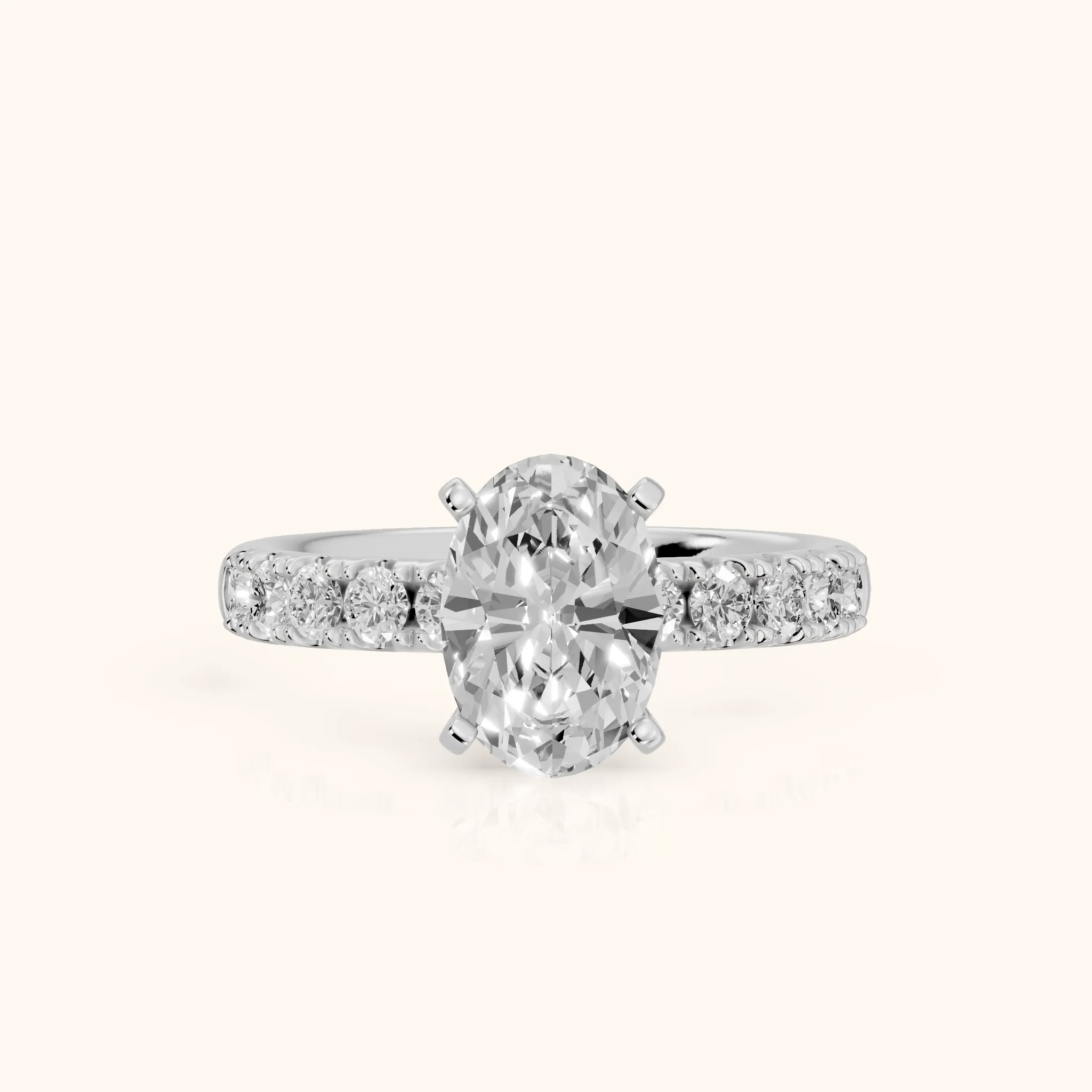Alix Statement Pavé Oval Diamond Engagement Ring in Silver — view 1