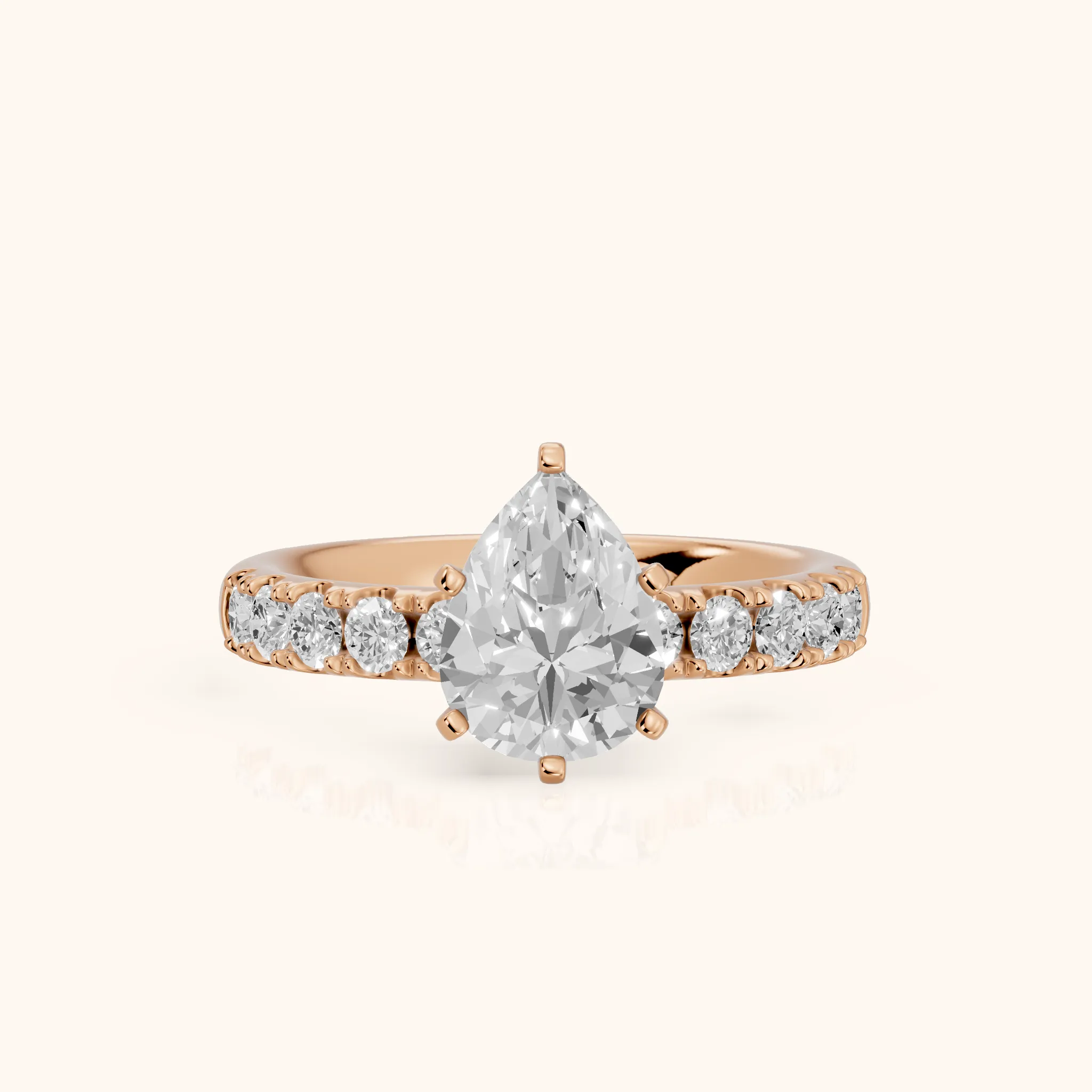 Alix Statement Pavé Pear Diamond Engagement Ring in Rose Gold — view 1