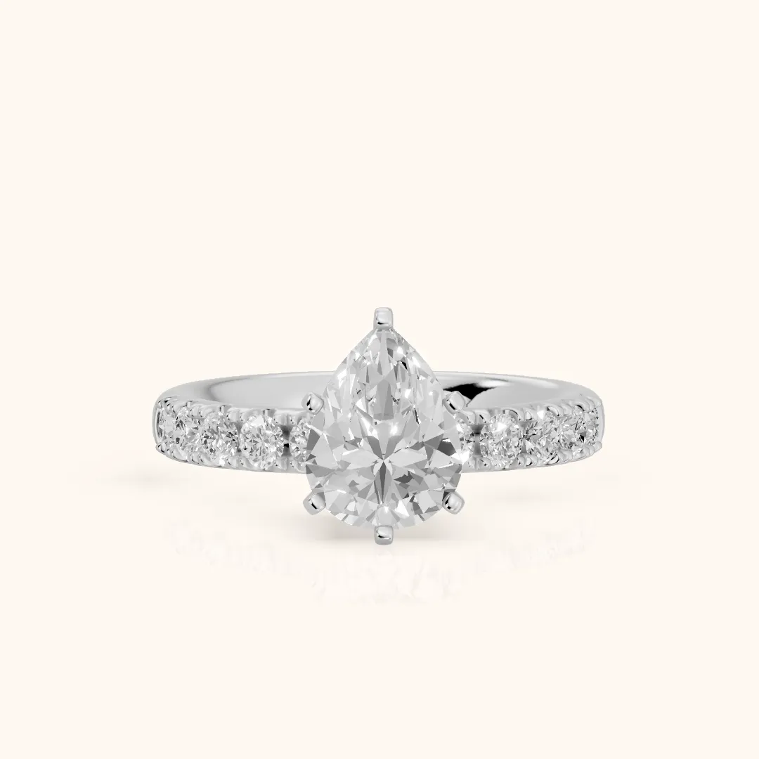 Alix Statement Pavé Pear Diamond Engagement Ring in White Gold — view 2
