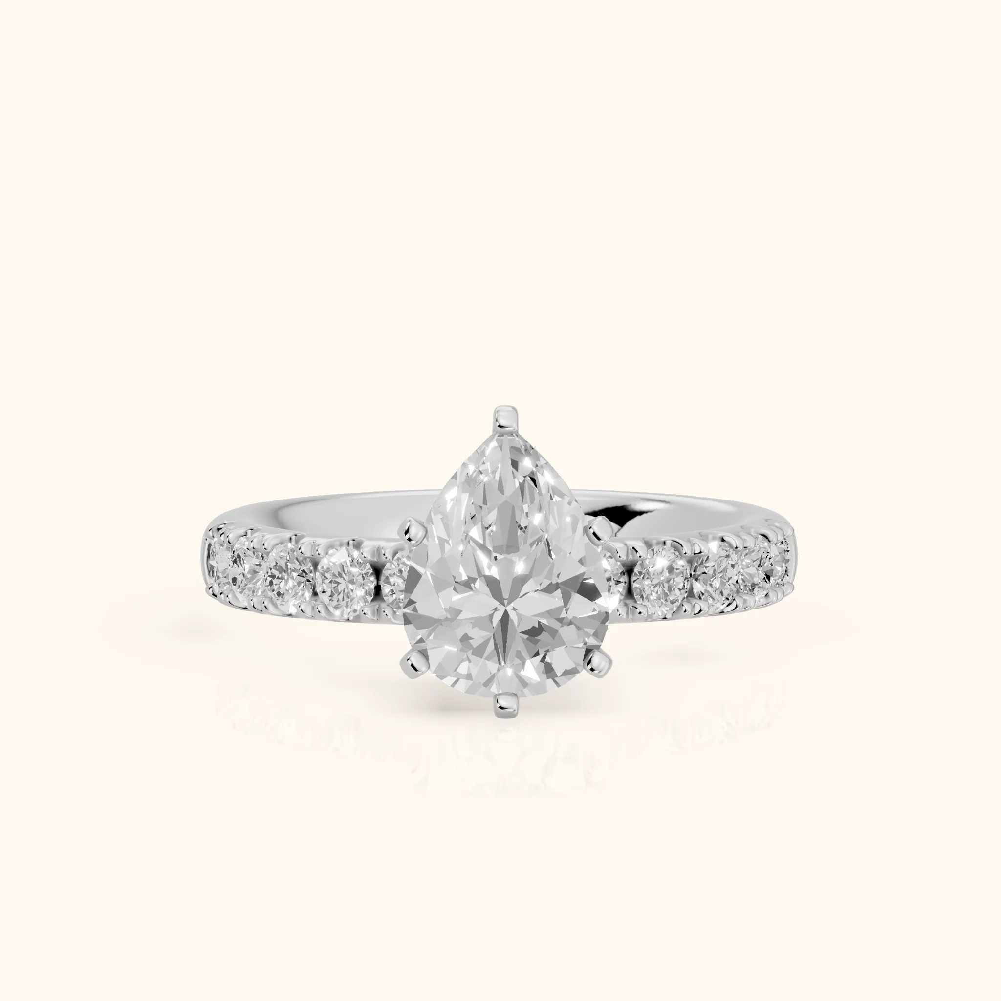 Alix Statement Pavé Pear Diamond Engagement Ring in White Gold — view 1