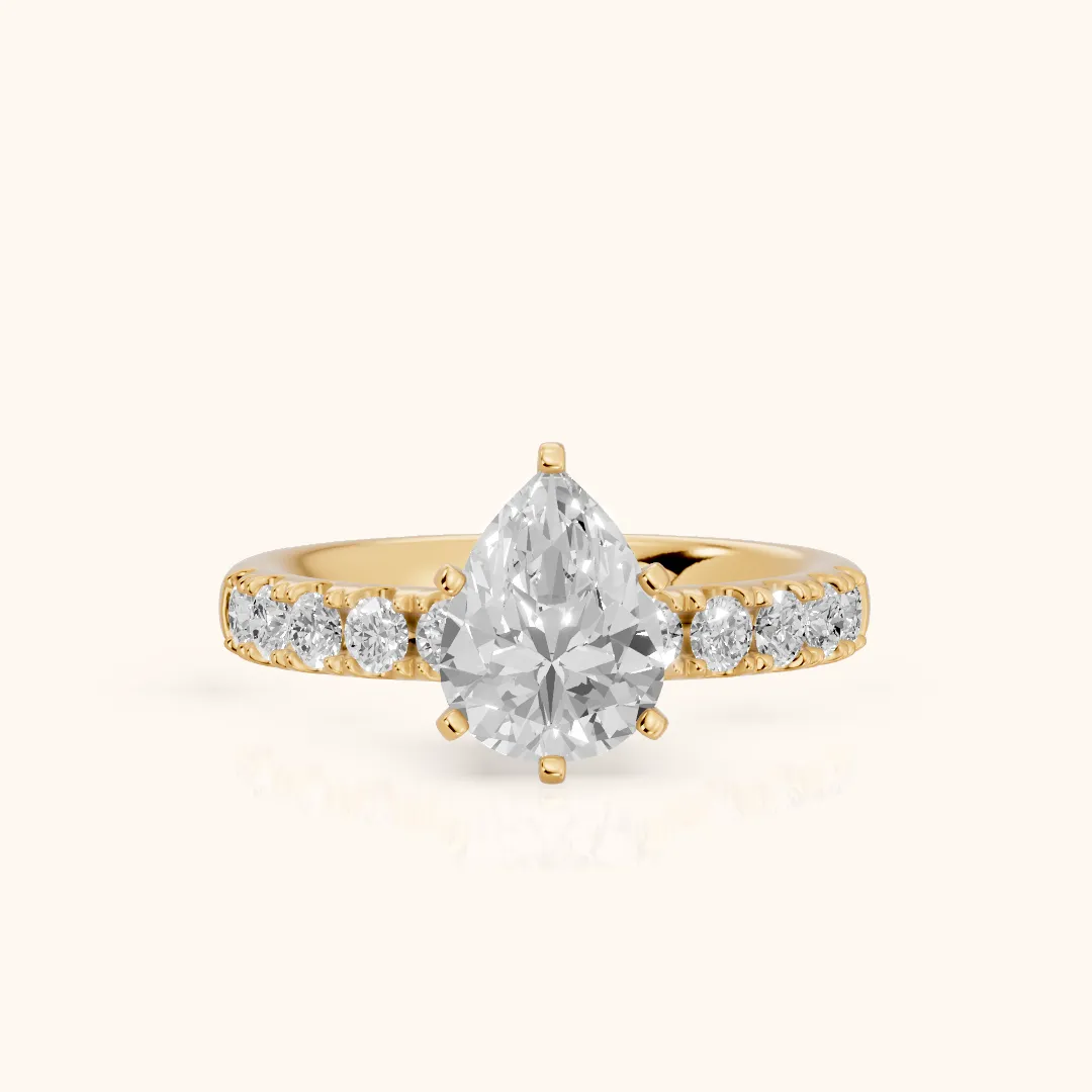 Alix Statement Pavé Pear Diamond Engagement Ring in Yellow Gold — view 2