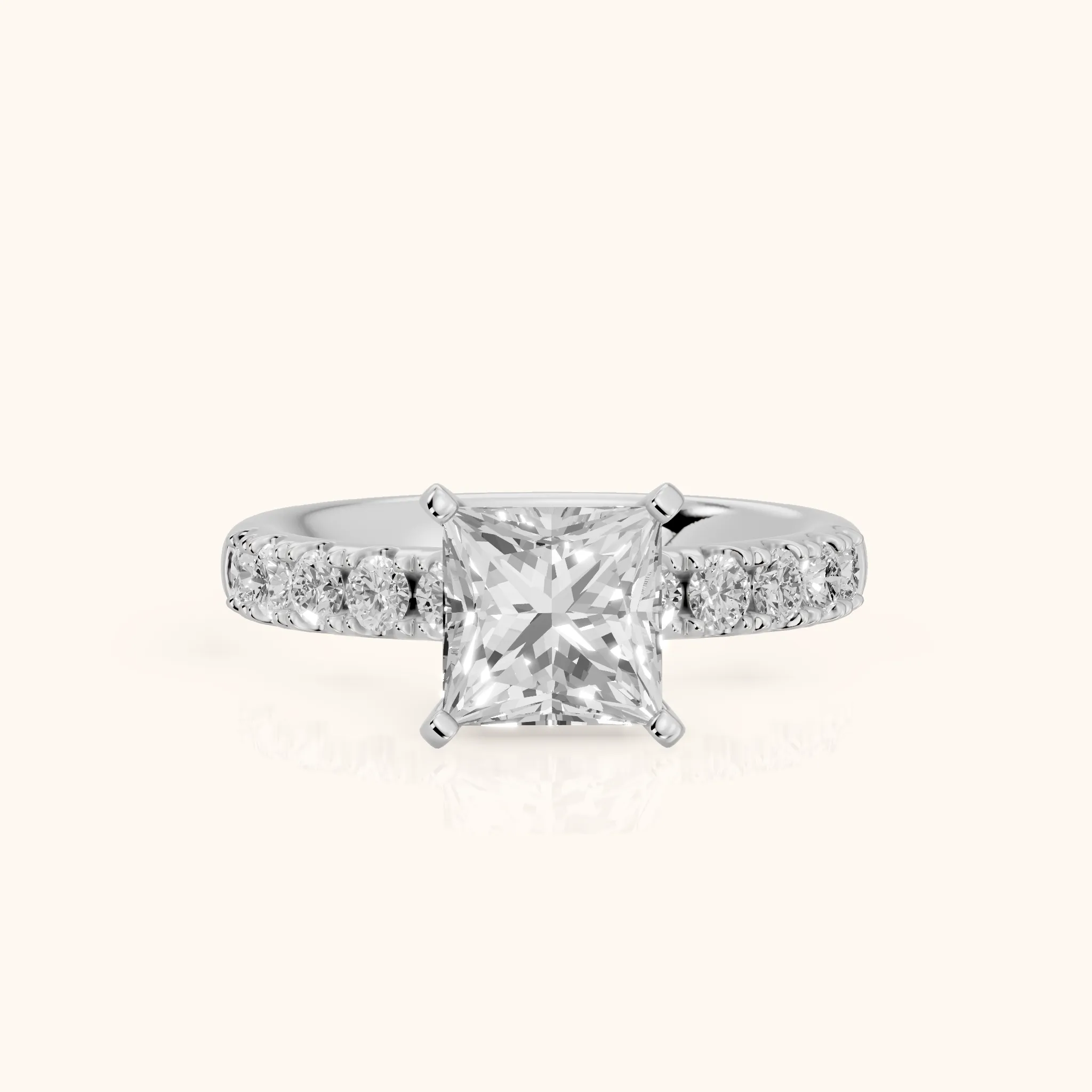Alix Statement Pavé Princess Diamond Engagement Ring in Silver — view 1