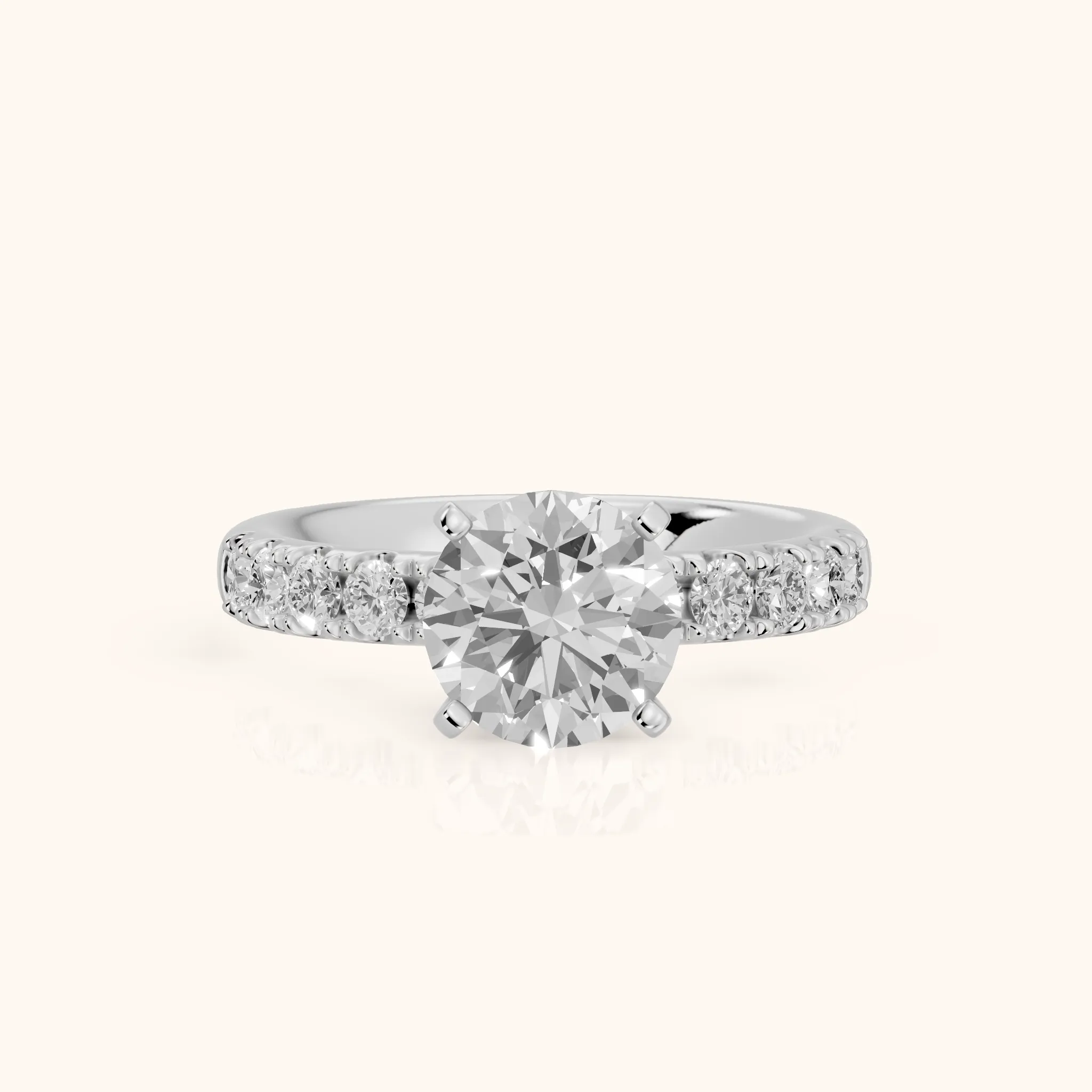 Alix Statement Pavé Round Diamond Engagement Ring in Silver — view 1