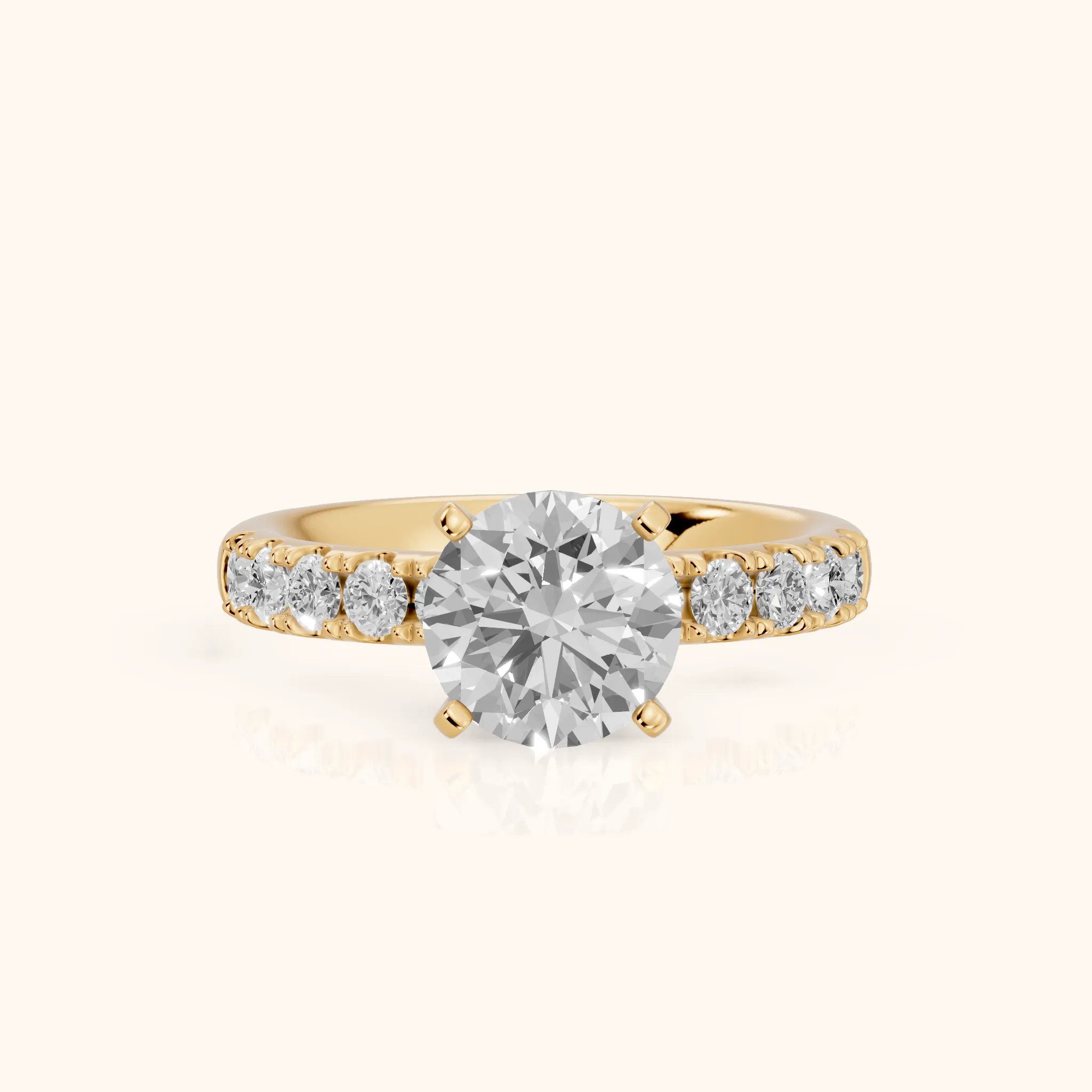 Alix Statement Pavé Round Diamond Engagement Ring in Yellow Gold — view 1