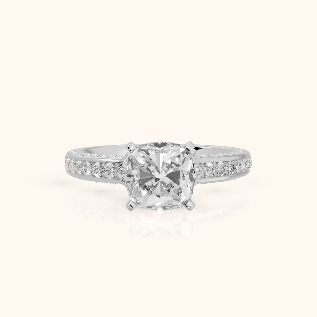 Anabelle Statement Pavé Cushion Diamond Engagement Ring in Silver — view 2