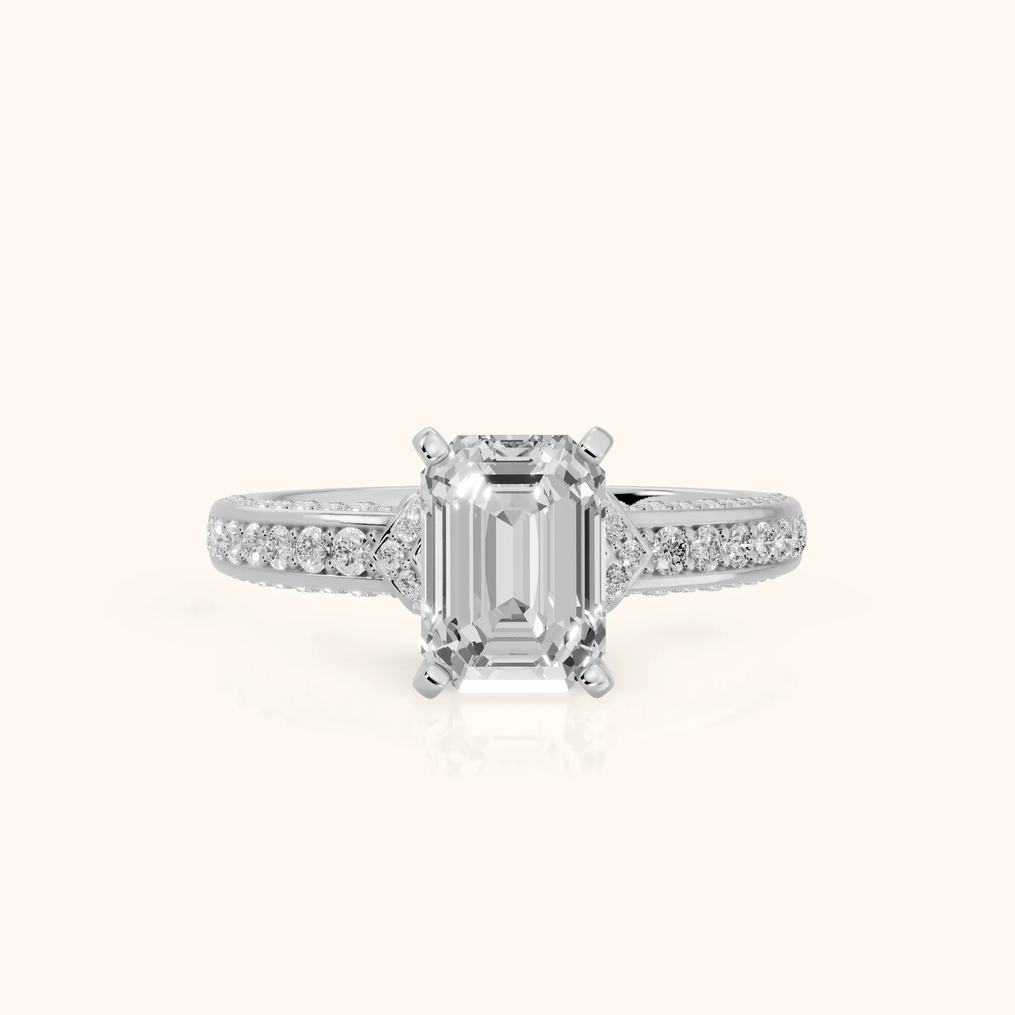 Anabelle Statement Pavé Emerald Diamond Engagement Ring in Silver — view 1