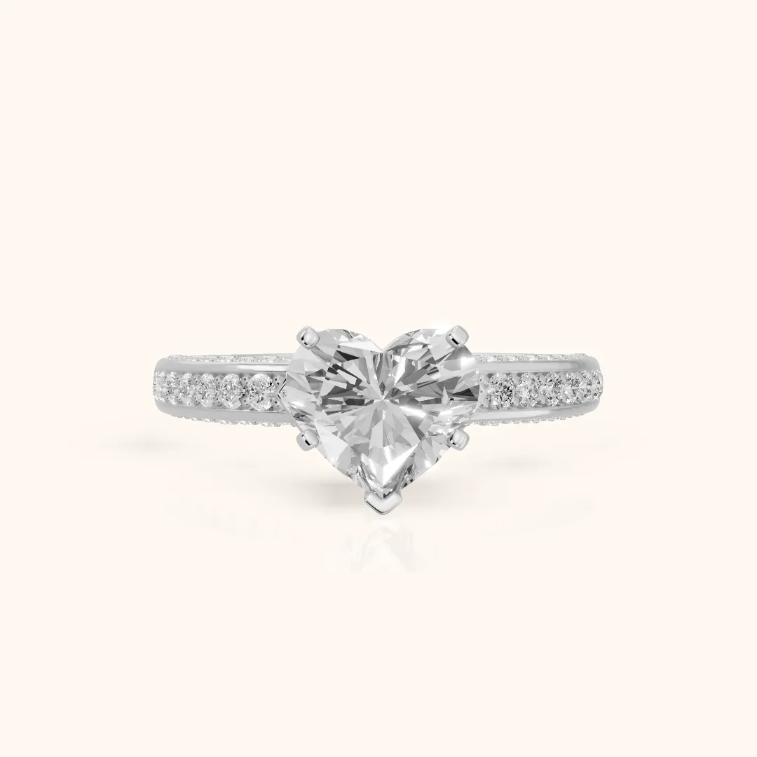 Anabelle Statement Pavé Heart Diamond Engagement Ring in Silver — view 2