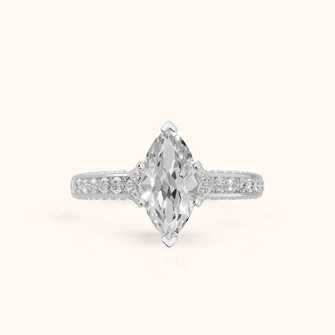 Anabelle Statement Pavé Marquise Diamond Engagement Ring in Silver — view 2