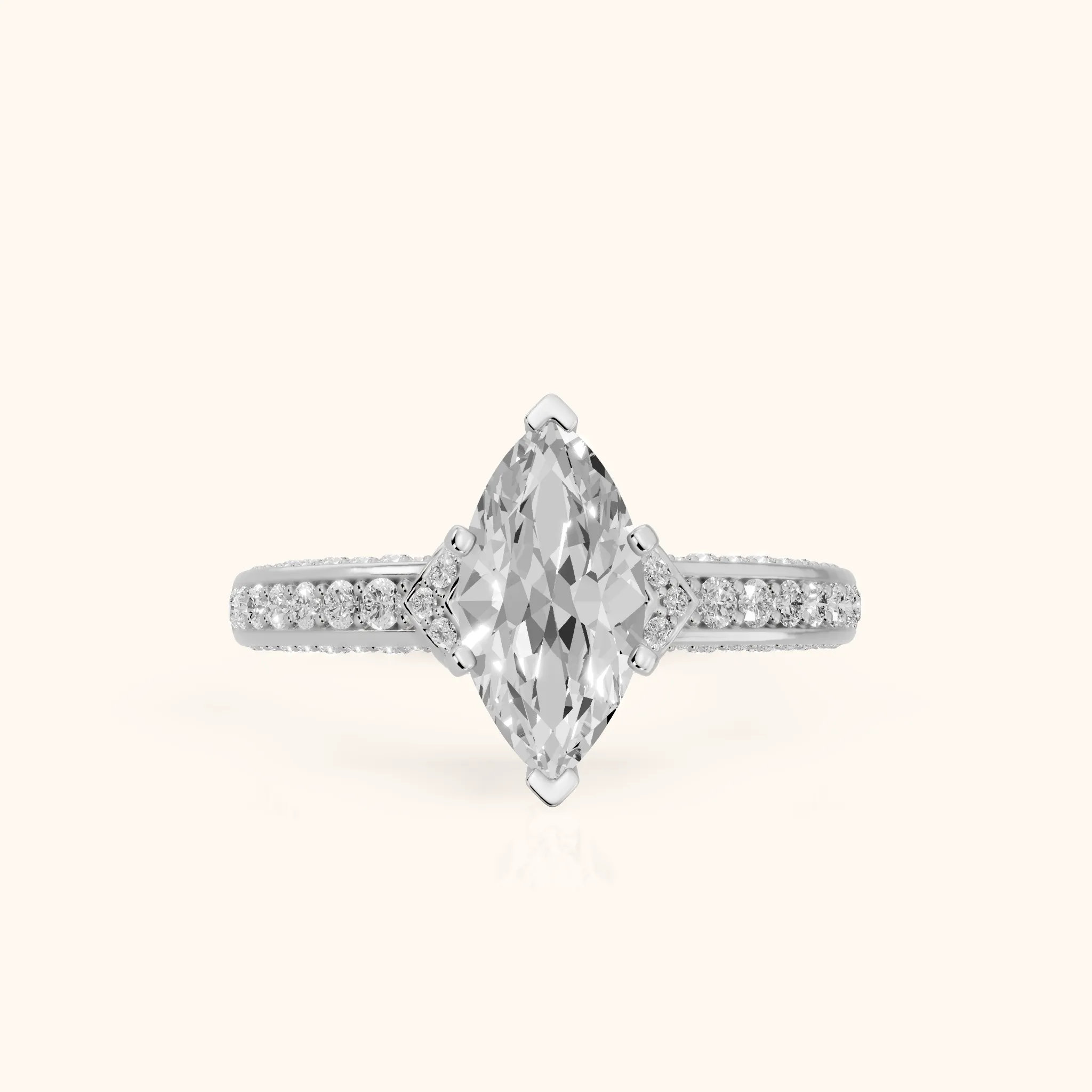 Anabelle Statement Pavé Marquise Diamond Engagement Ring in Silver — view 1