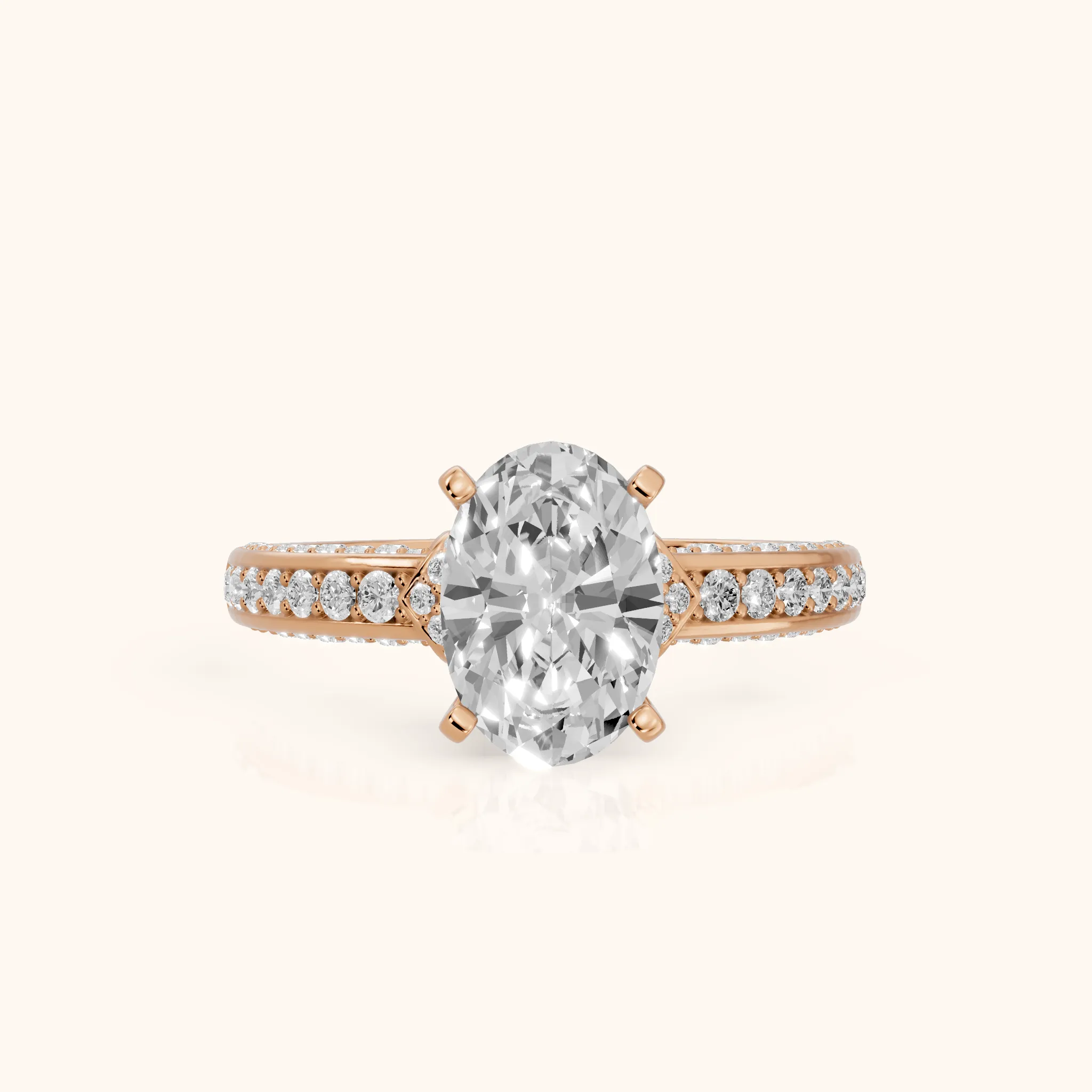 Anabelle Statement Pavé Oval Diamond Engagement Ring in Rose Gold — view 1