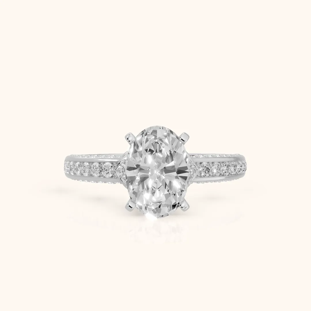 Anabelle Statement Pavé Oval Diamond Engagement Ring in Silver — view 2