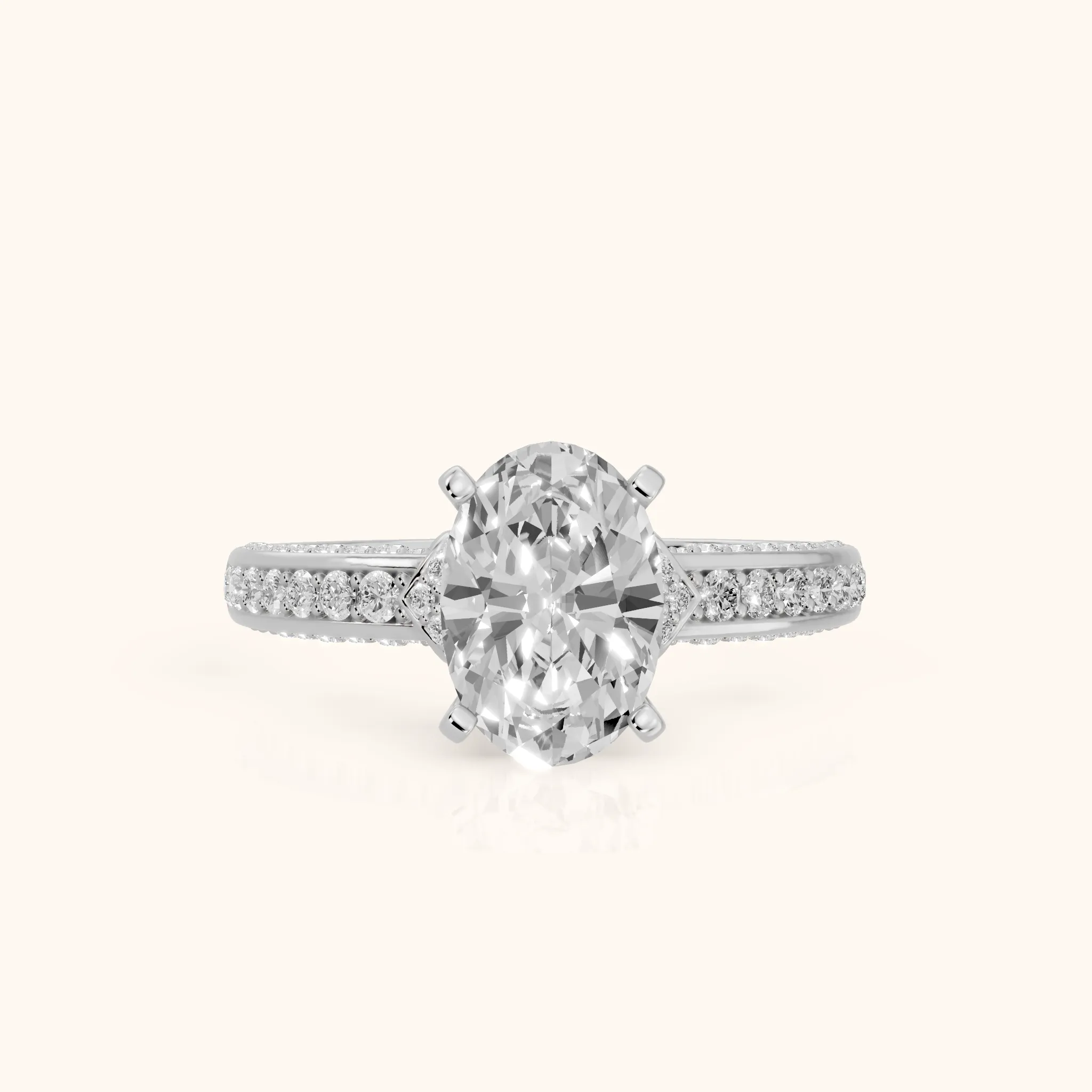 Anabelle Statement Pavé Oval Diamond Engagement Ring in Silver — view 1