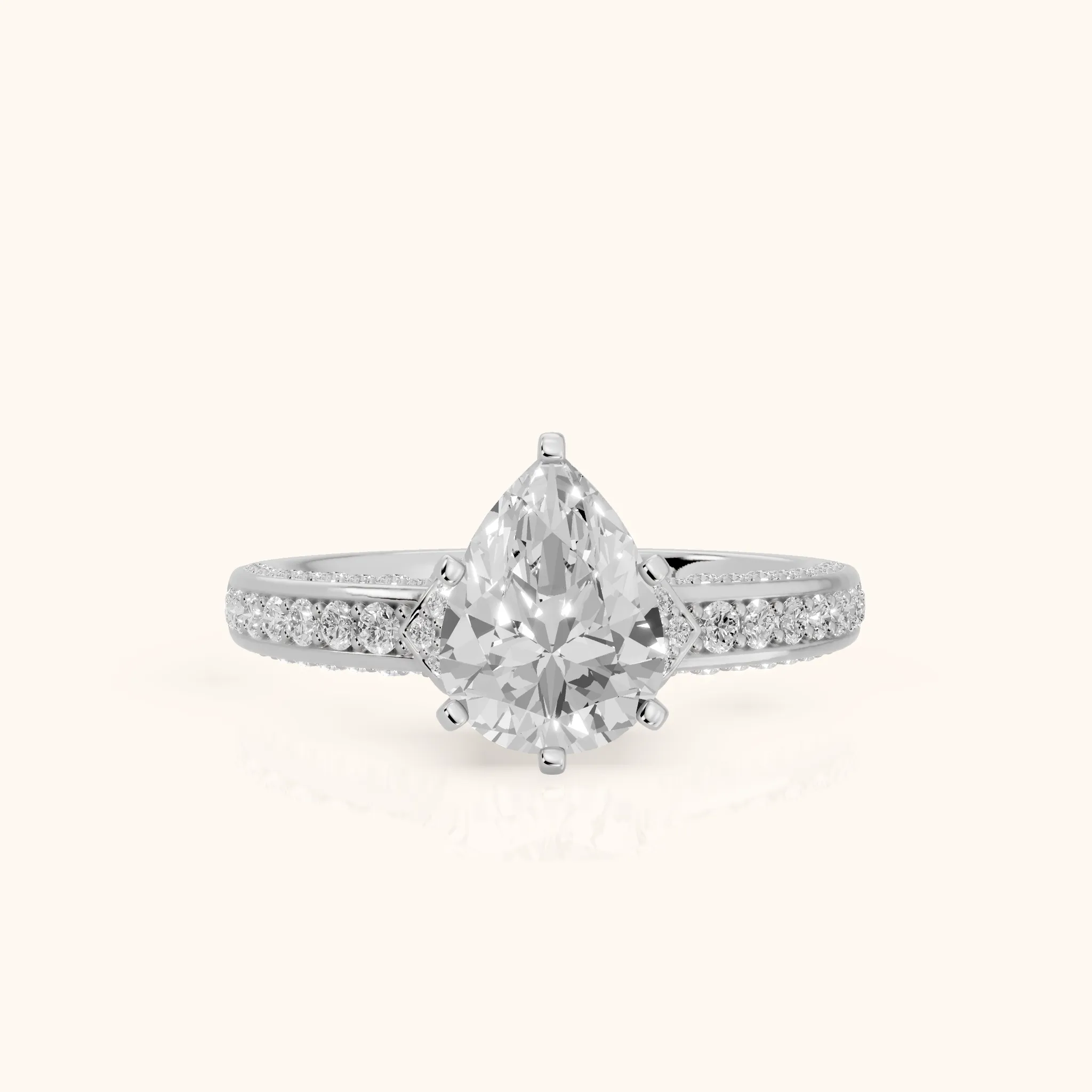 Anabelle Statement Pavé Pear Diamond Engagement Ring in White Gold — view 1