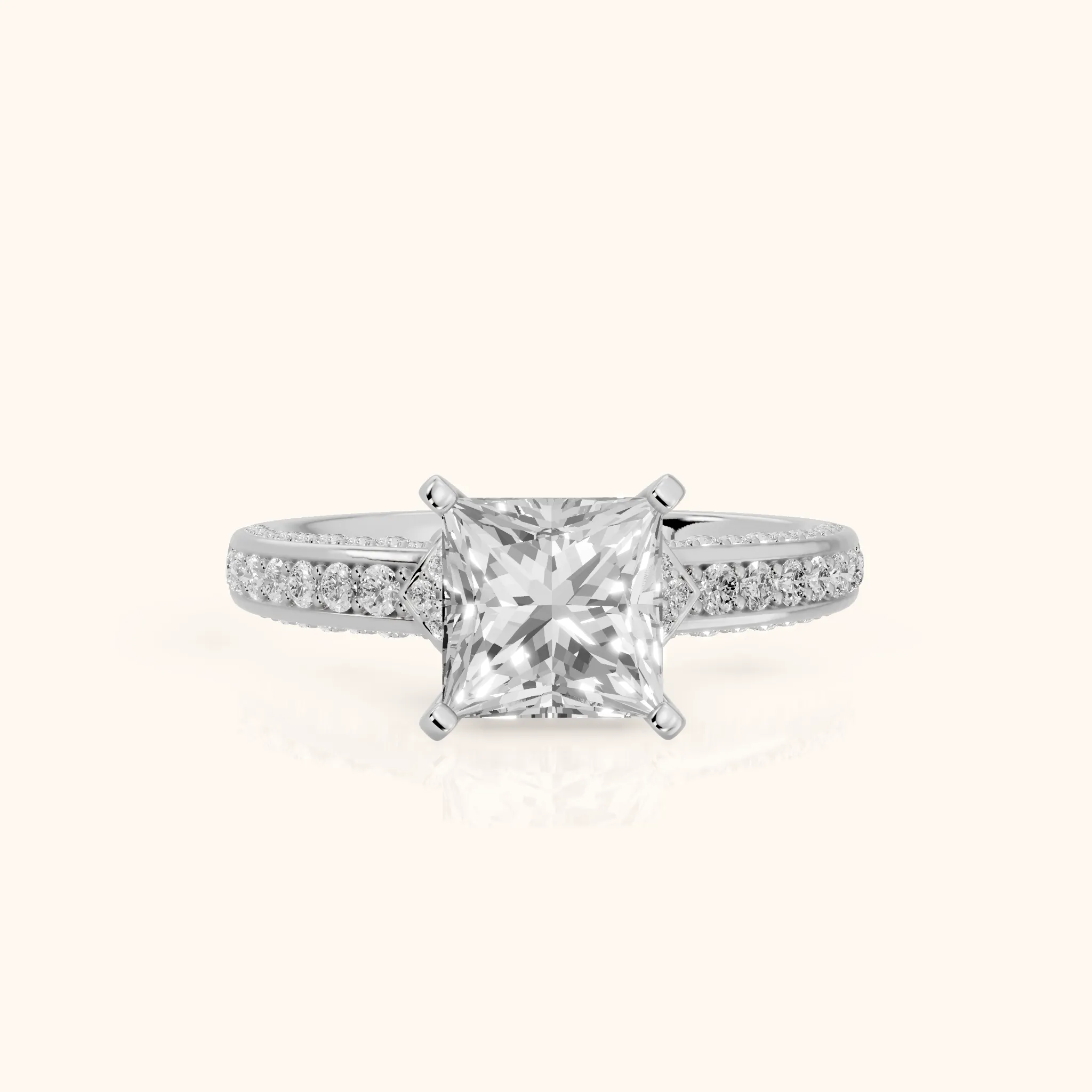 Anabelle Statement Pavé Princess Diamond Engagement Ring in Platinum — view 1