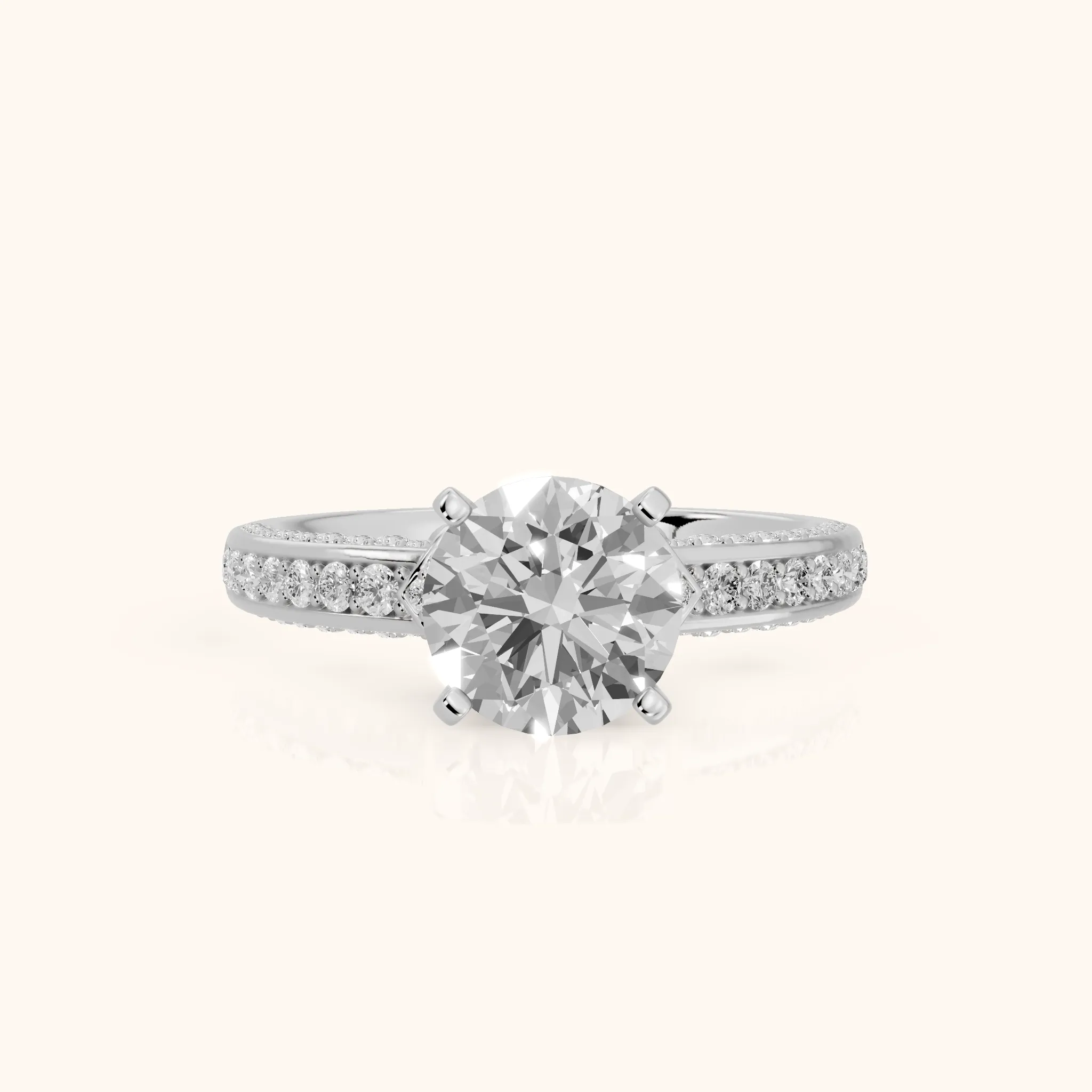 Anabelle Statement Pavé Round Diamond Engagement Ring in Silver — view 1