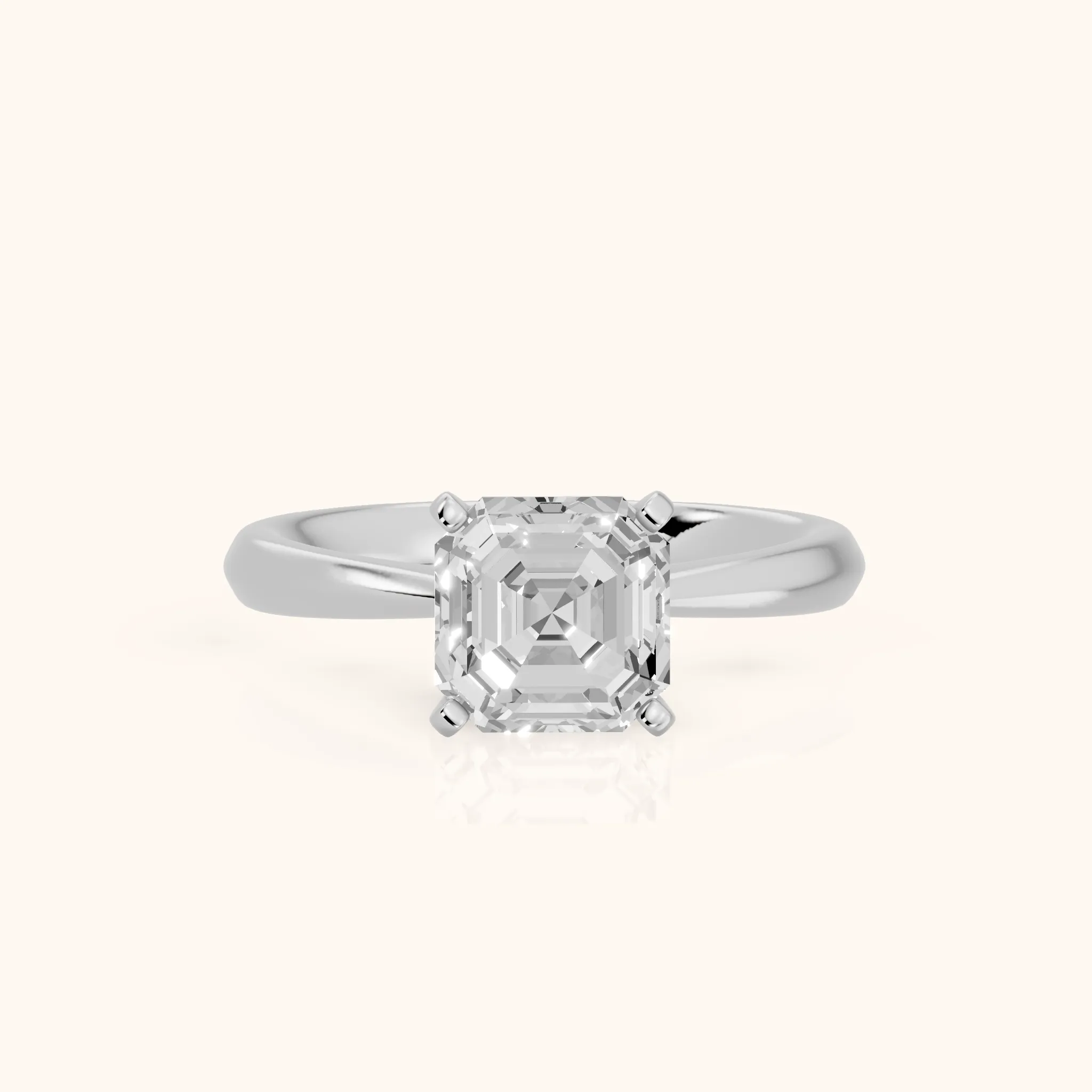Arlette Solitaire Knife Edge Asscher Diamond Engagement Ring in Silver — view 1