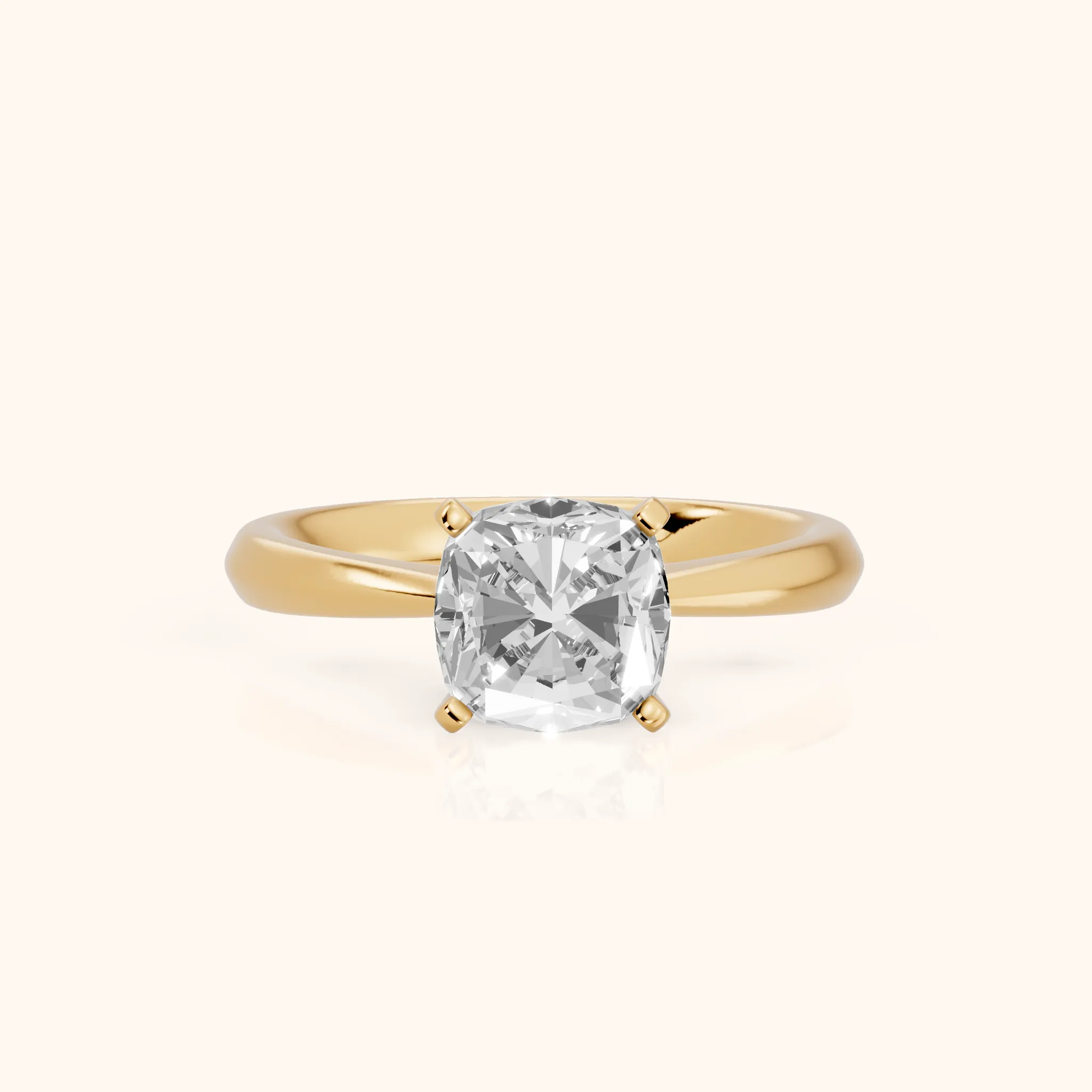 Arlette Solitaire Knife Edge Cushion Diamond Engagement Ring in Yellow Gold — view 1