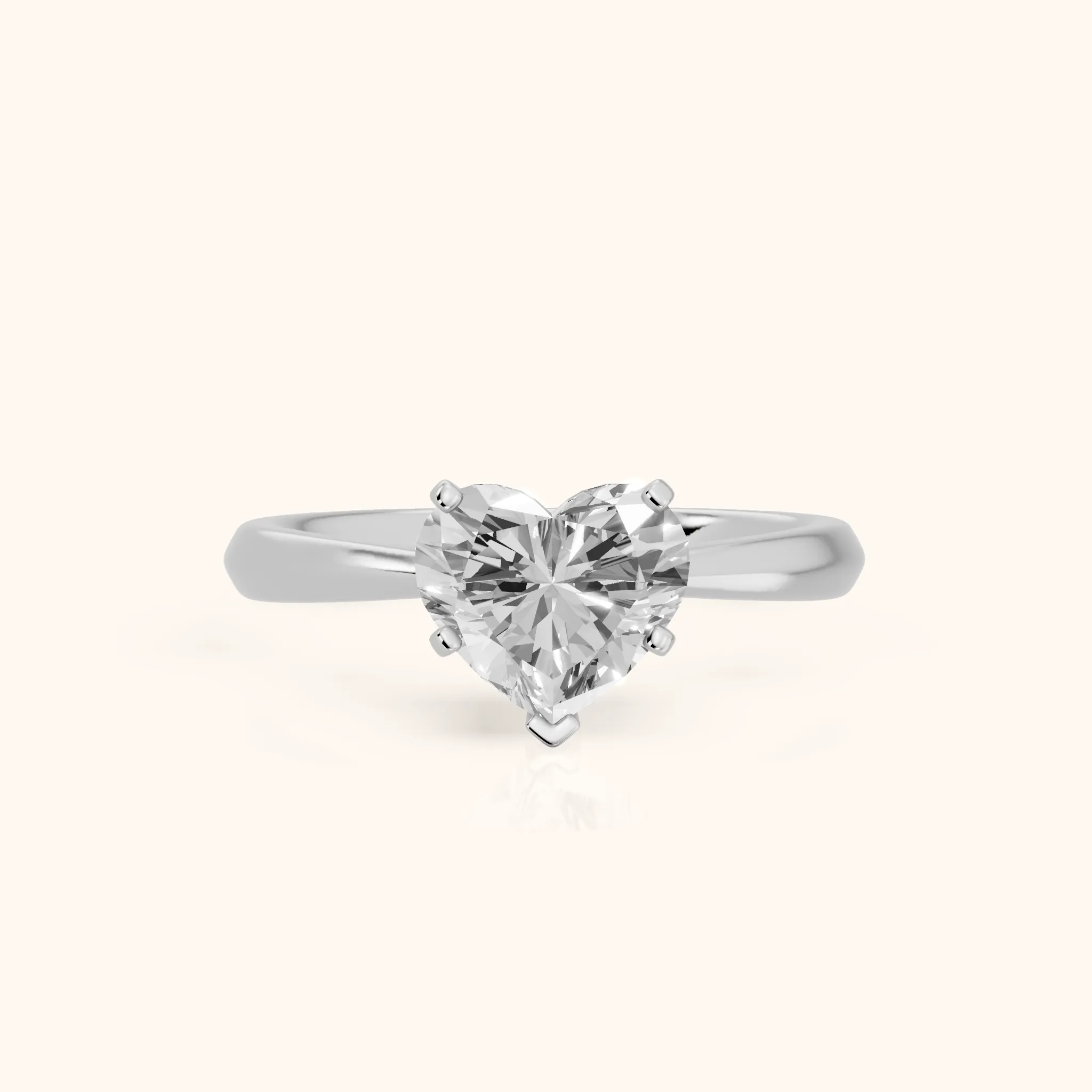 Arlette Solitaire Knife Edge Heart Diamond Engagement Ring in Silver — view 1