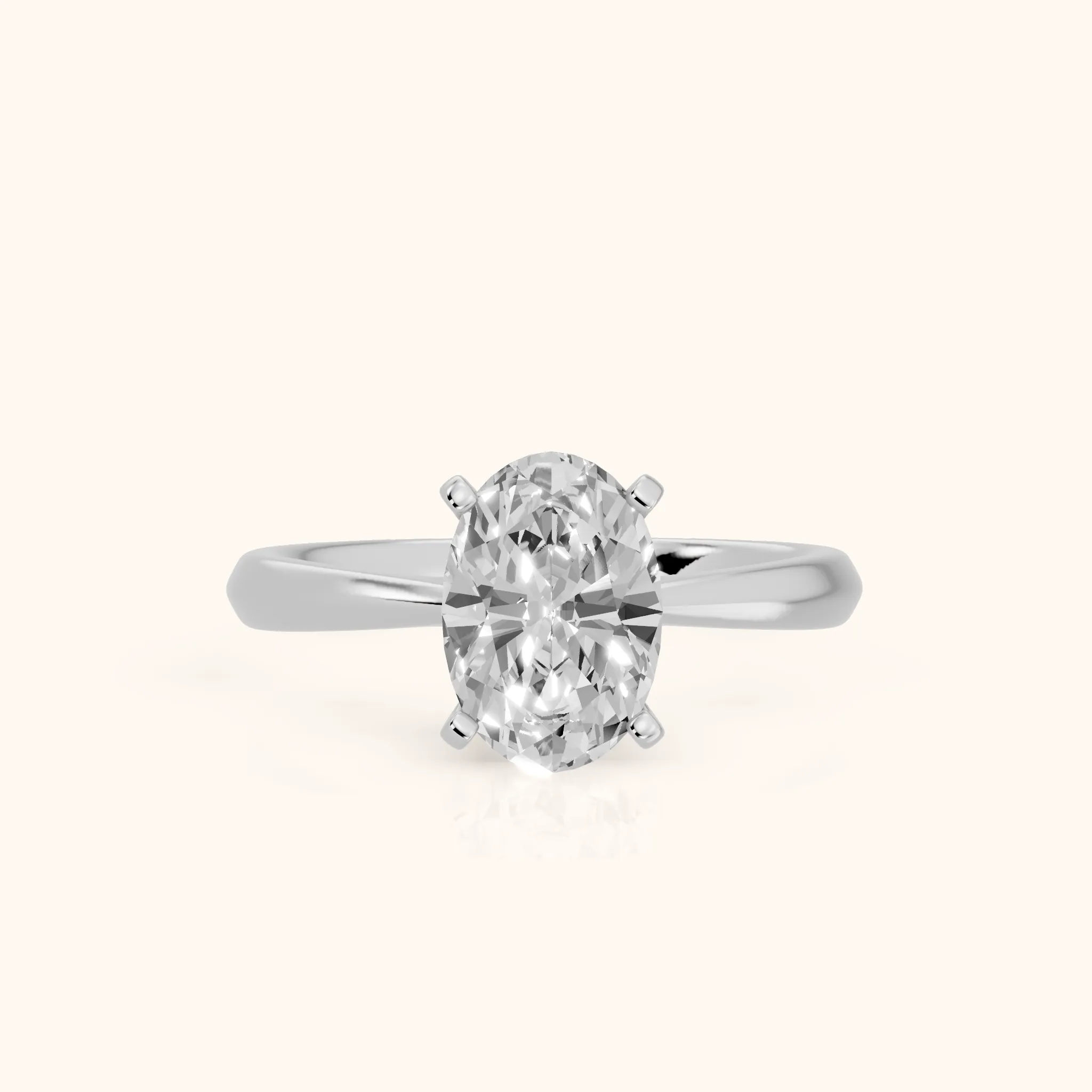 Arlette Solitaire Knife Edge Oval Diamond Engagement Ring in Platinum — view 1