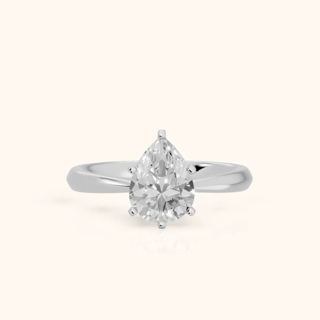 Arlette Solitaire Knife Edge Pear Diamond Engagement Ring in Platinum — view 2