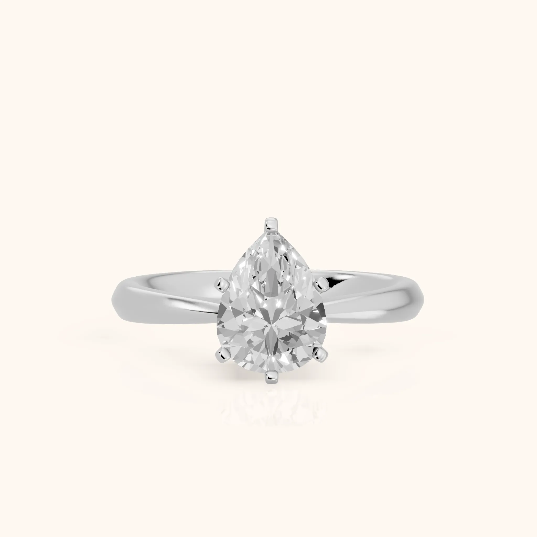 Arlette Solitaire Knife Edge Pear Diamond Engagement Ring in Platinum — view 1