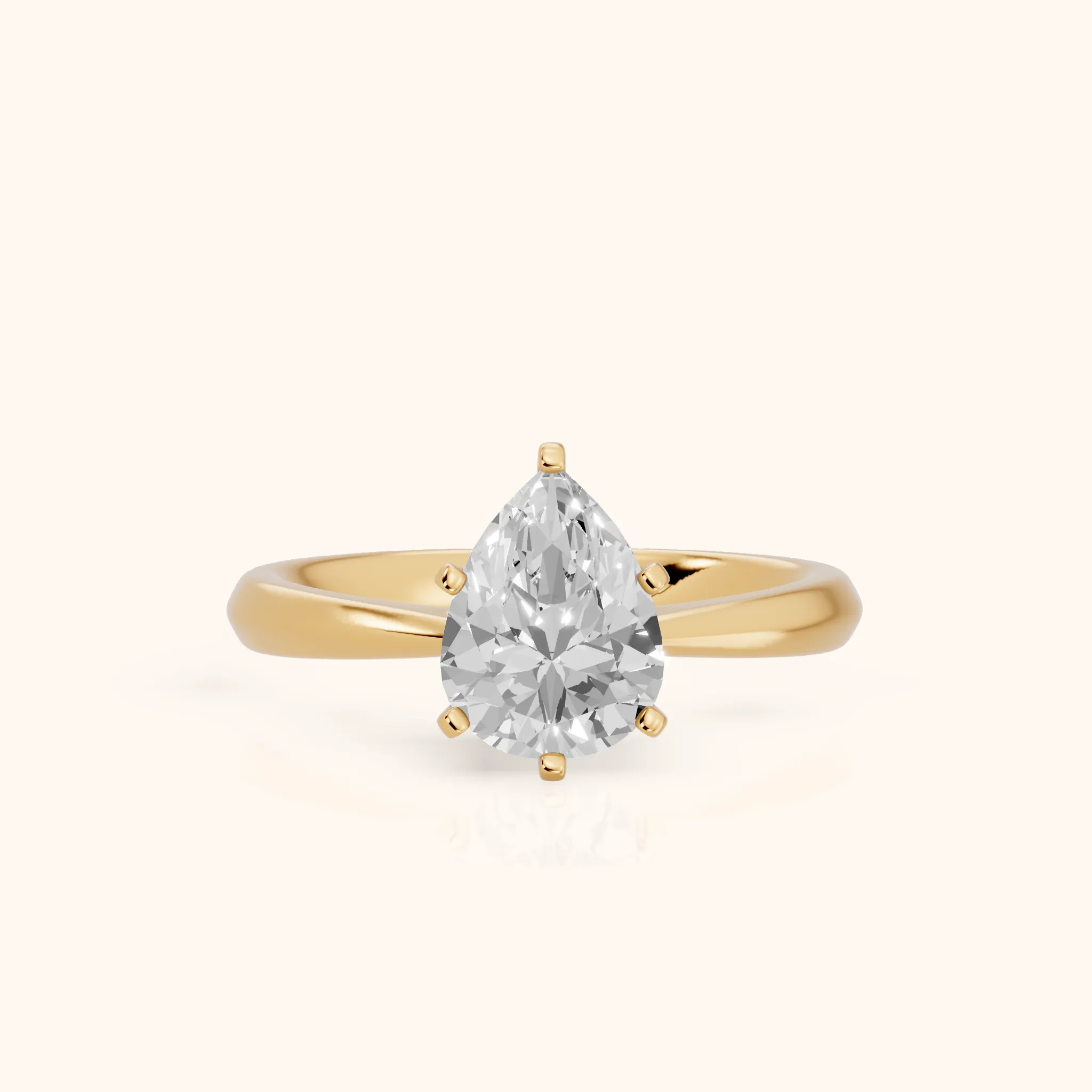 Arlette Solitaire Knife Edge Pear Diamond Engagement Ring in Yellow Gold — view 1