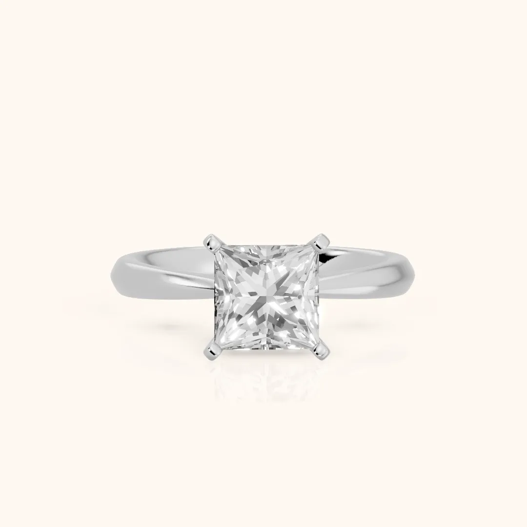 Arlette Solitaire Knife Edge Princess Diamond Engagement Ring in Silver — view 2