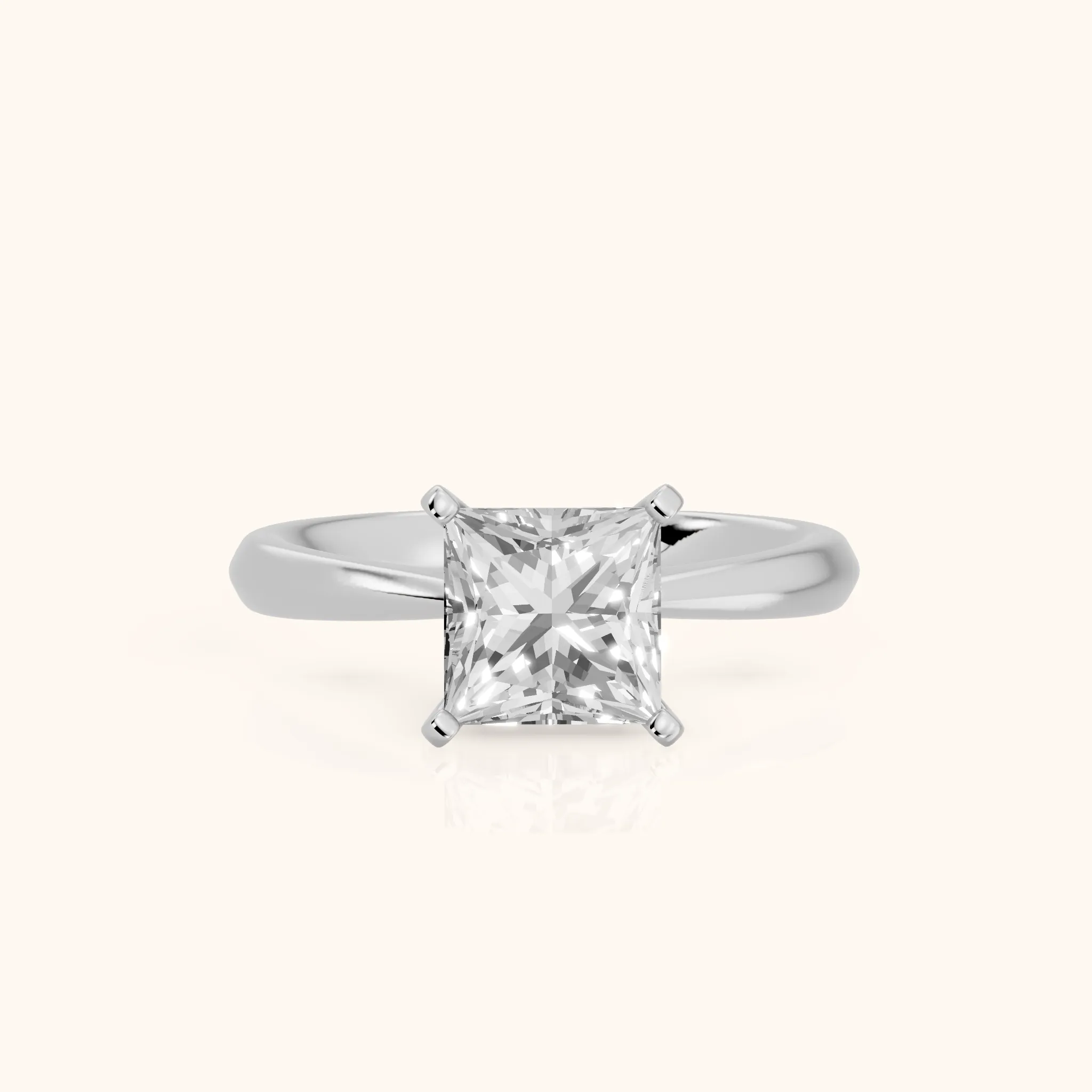 Arlette Solitaire Knife Edge Princess Diamond Engagement Ring in Silver — view 1
