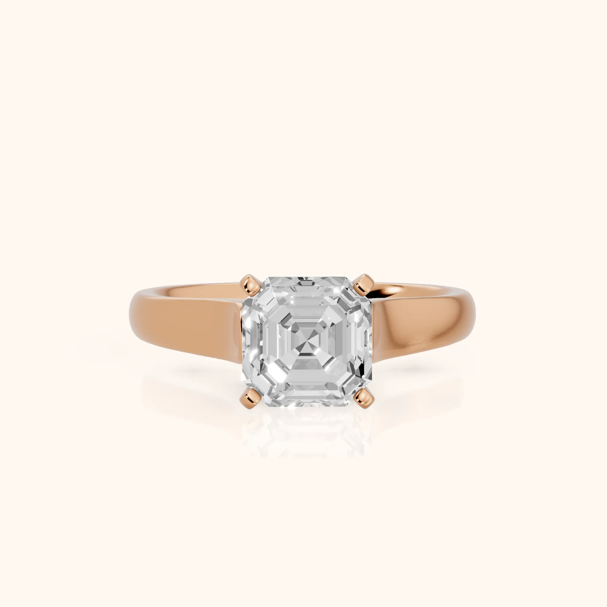 Avril Cathedral Asscher Diamond Engagement Ring in Rose Gold — view 1