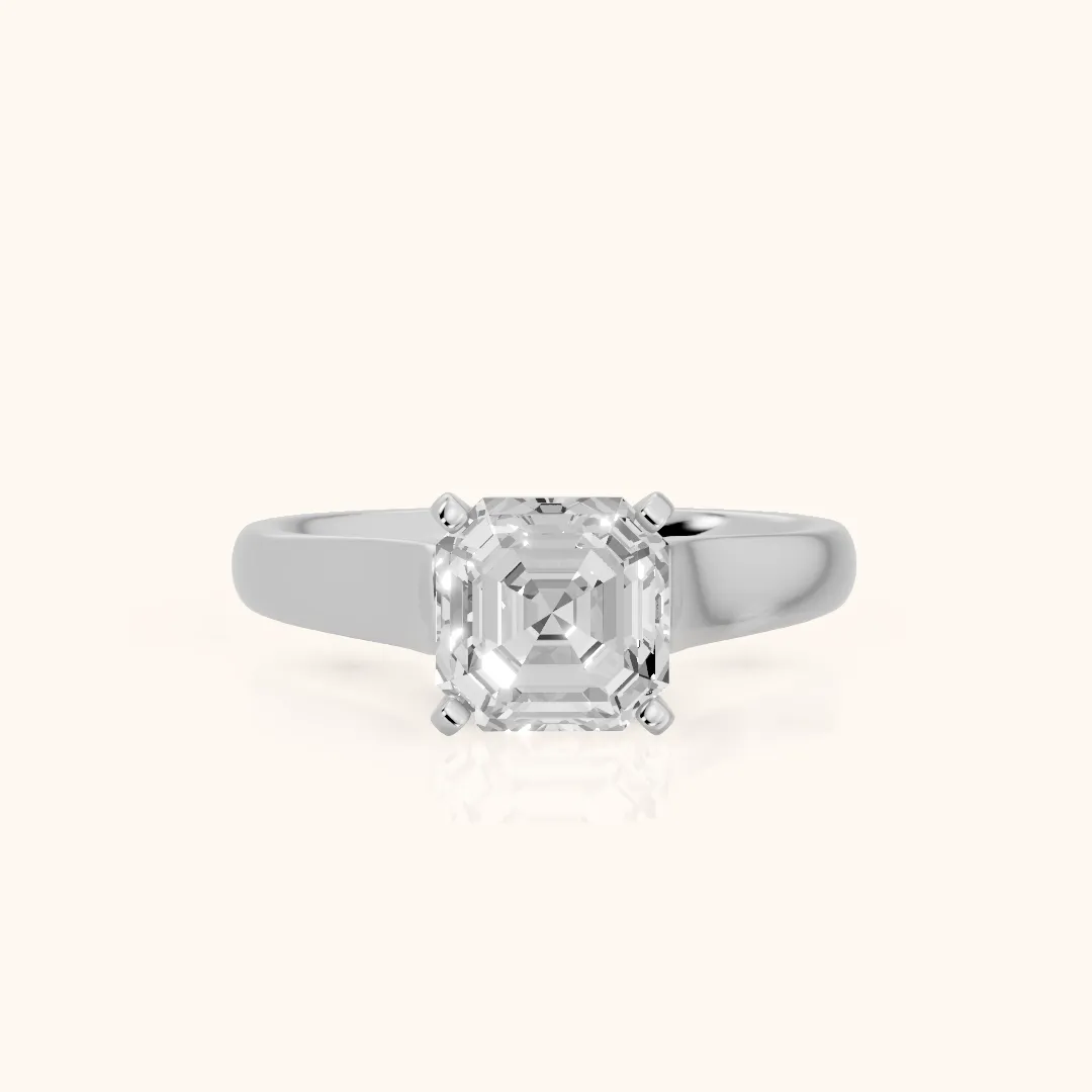 Avril Cathedral Asscher Diamond Engagement Ring in Platinum — view 2