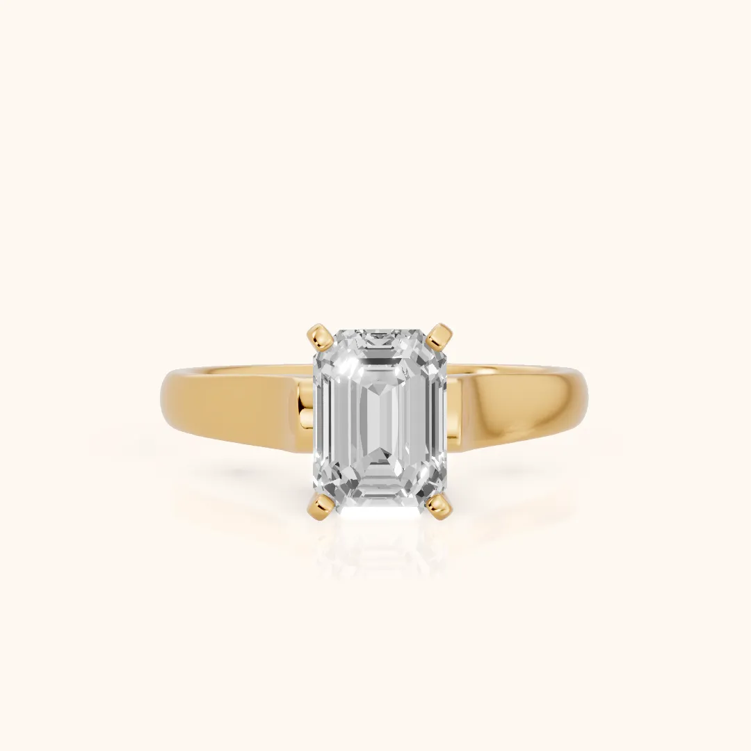 Avril Cathedral Emerald Diamond Engagement Ring in Yellow Gold — view 2