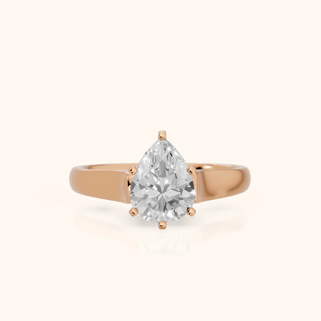 Avril Cathedral Pear Diamond Engagement Ring in Rose Gold — view 2