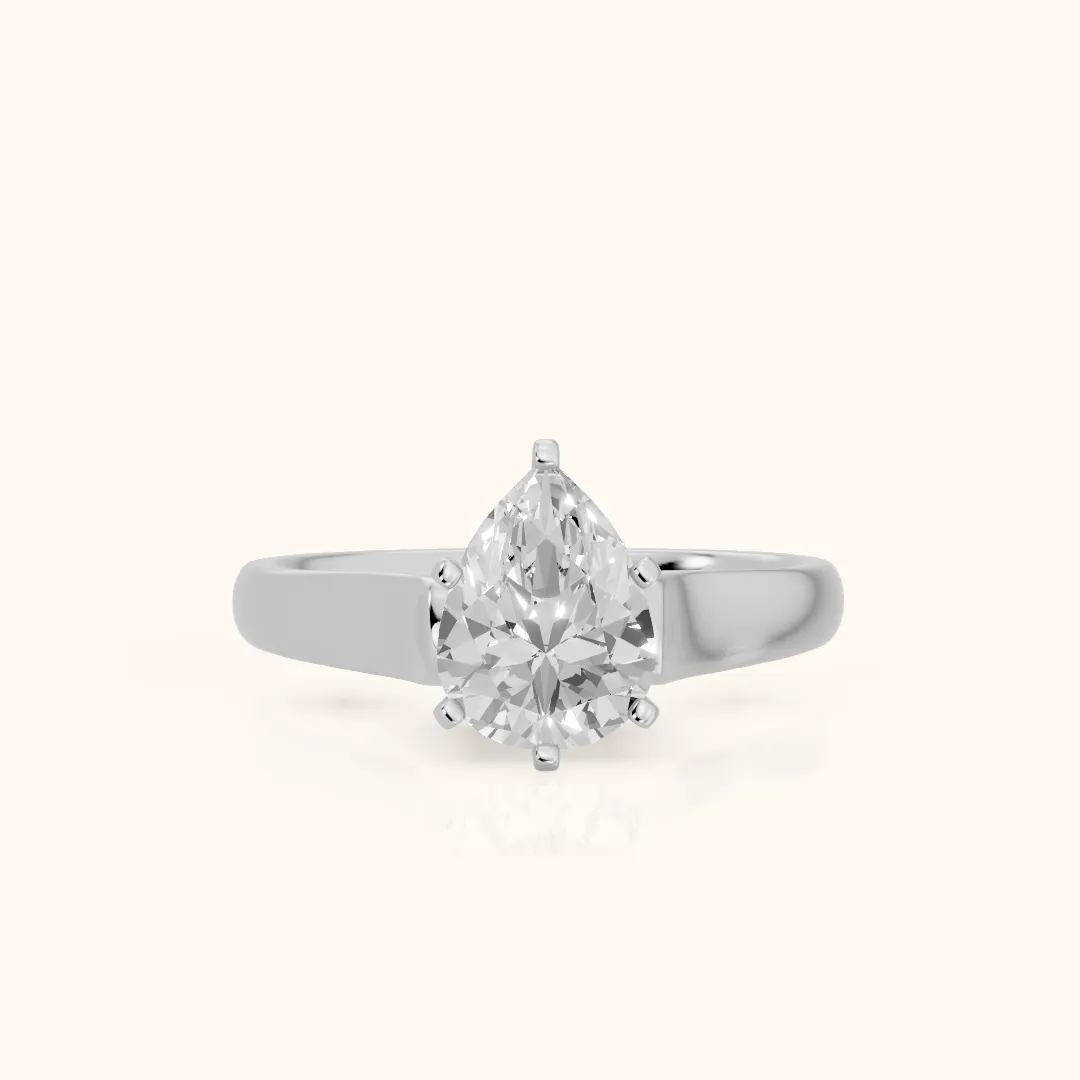 Avril Cathedral Pear Diamond Engagement Ring in Silver — view 2
