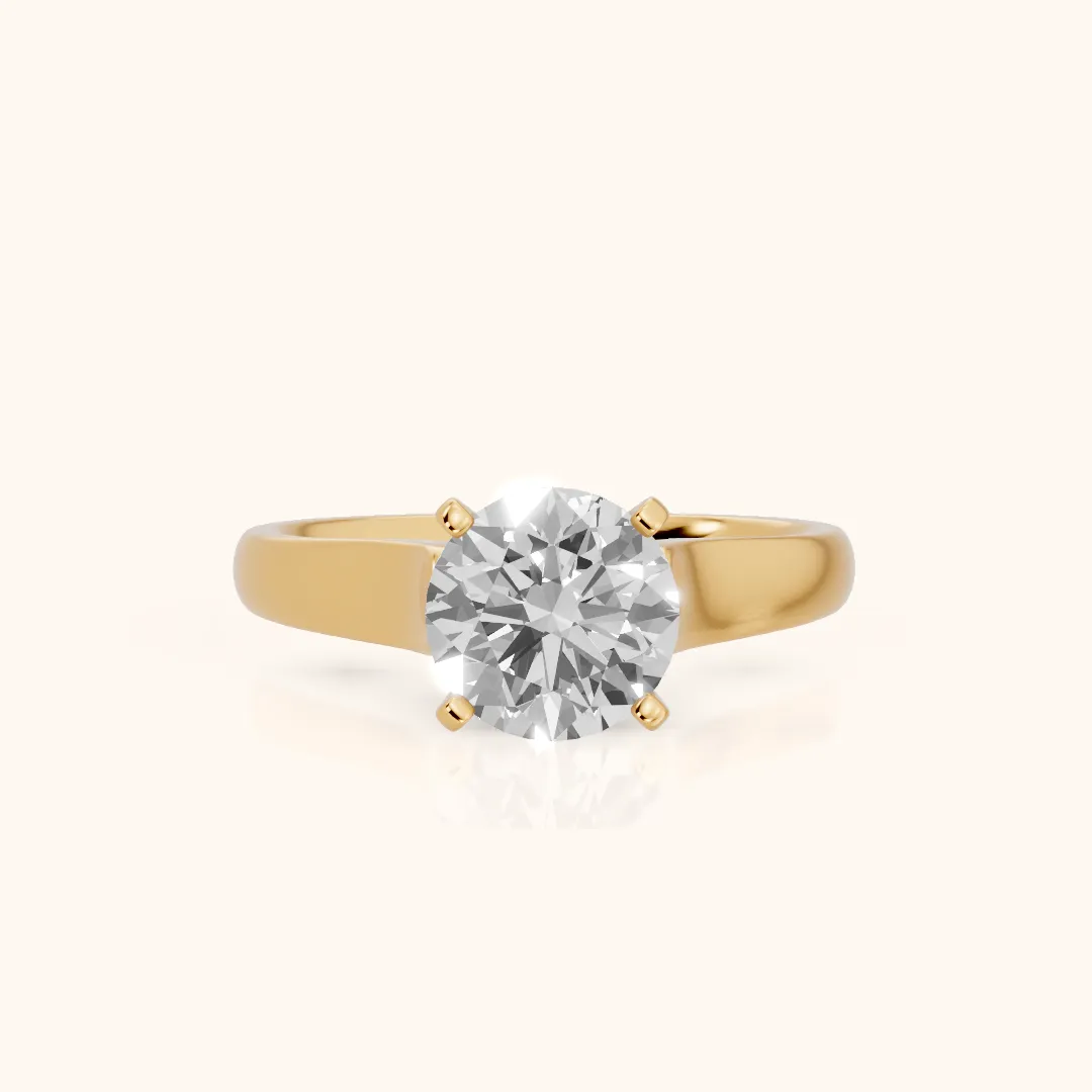 Avril Cathedral Round Diamond Engagement Ring in Yellow Gold — view 2