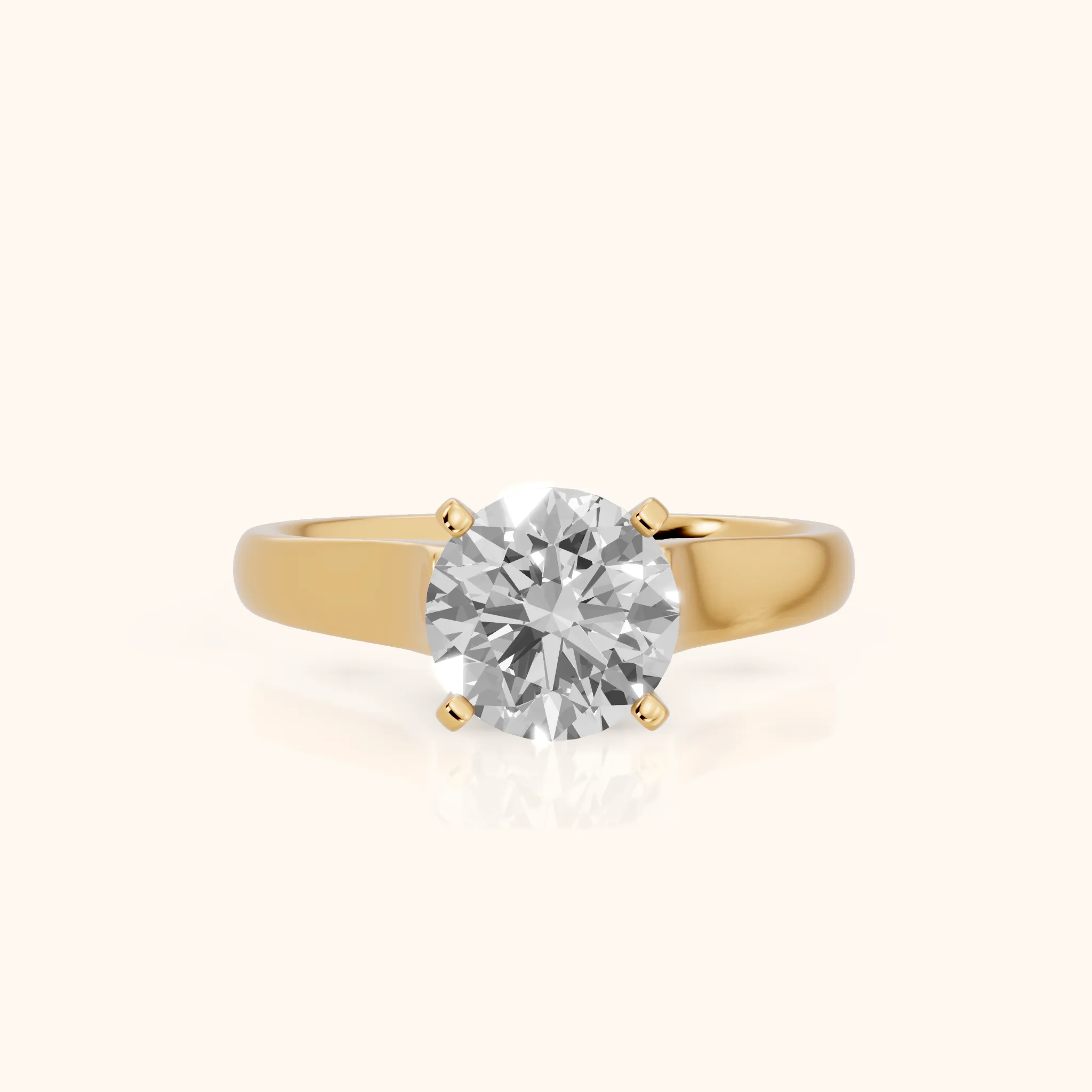 Avril Cathedral Round Diamond Engagement Ring in Yellow Gold — view 1