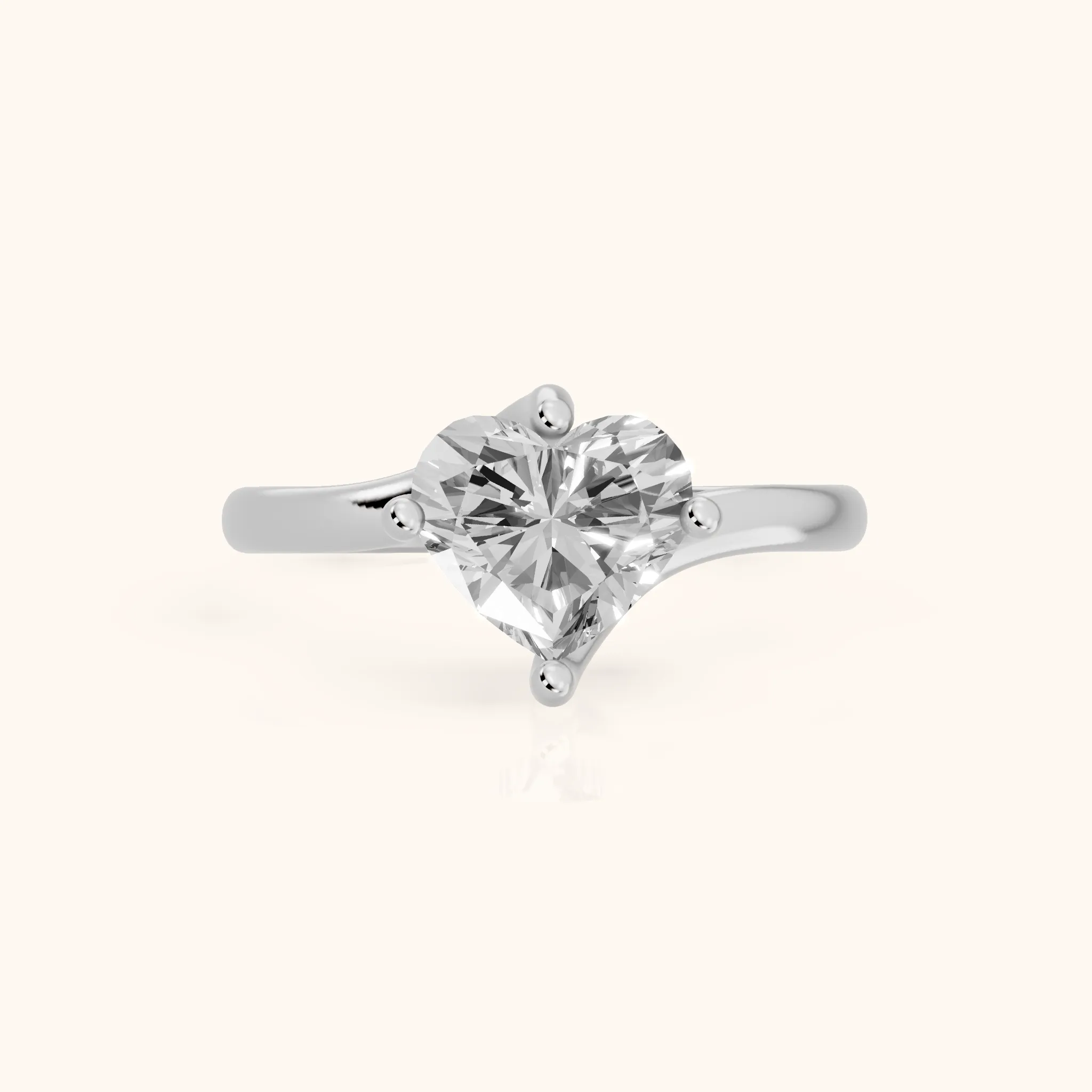 Clio Bypass Solitaire Heart Diamond Engagement Ring in Platinum — view 1