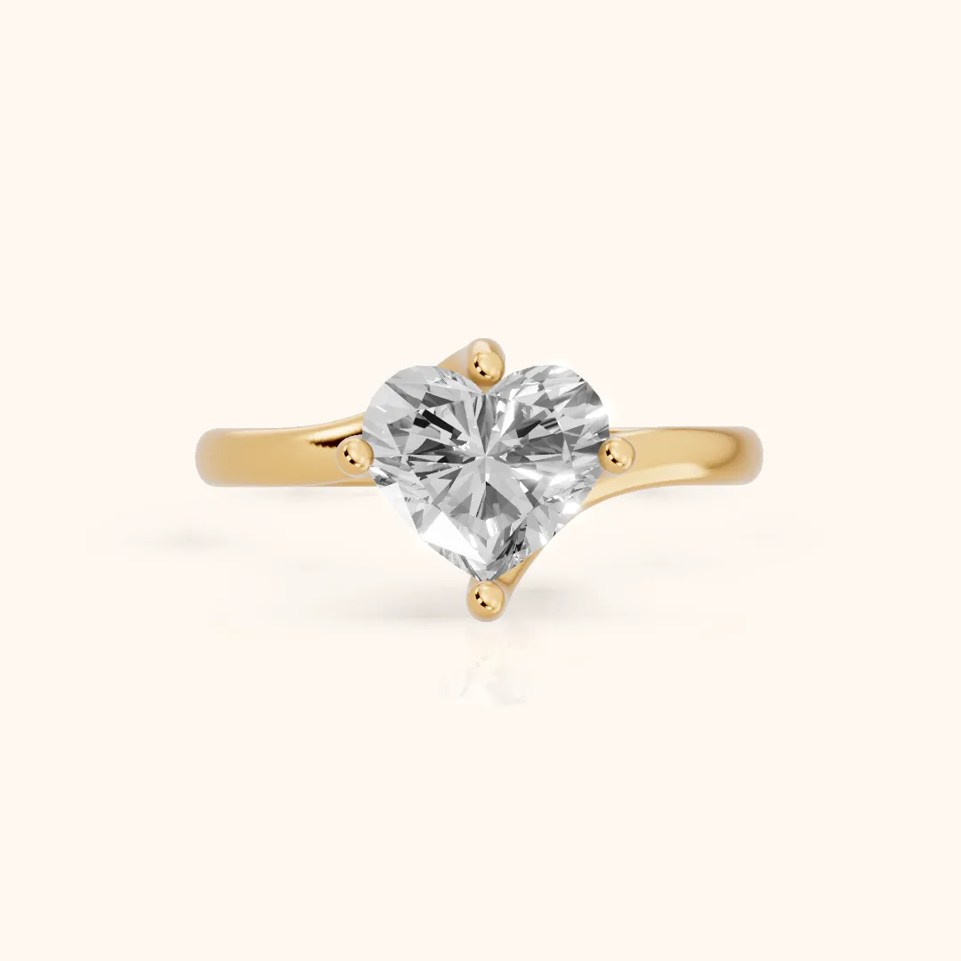 Clio Bypass Solitaire Heart Diamond Engagement Ring in Yellow Gold — view 2