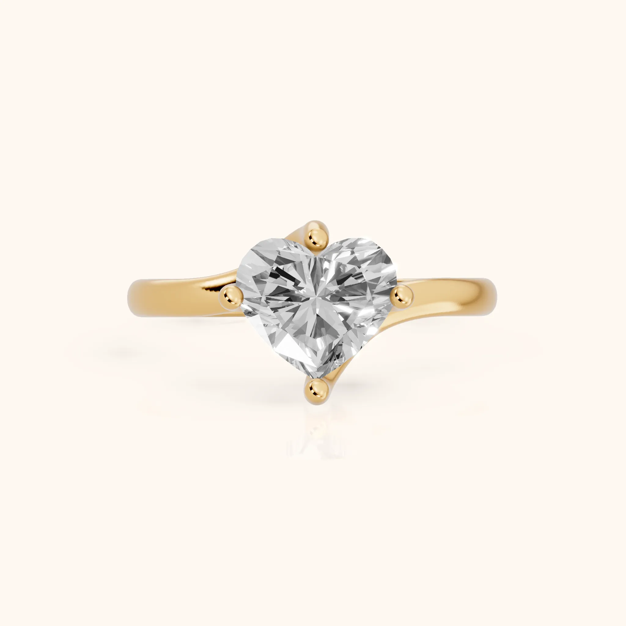Clio Bypass Solitaire Heart Diamond Engagement Ring in Yellow Gold — view 1