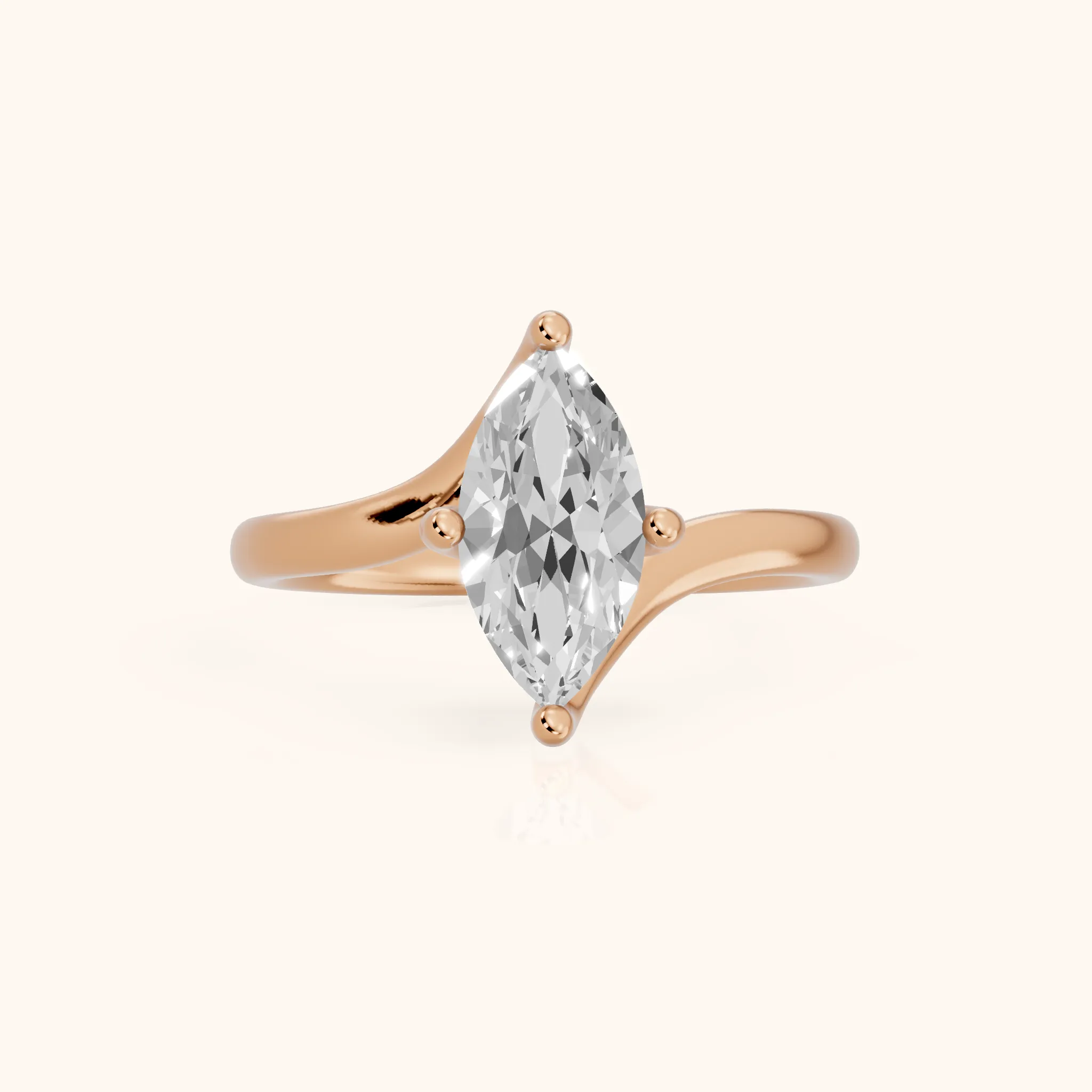 Clio Bypass Solitaire Marquise Diamond Engagement Ring in Rose Gold — view 1