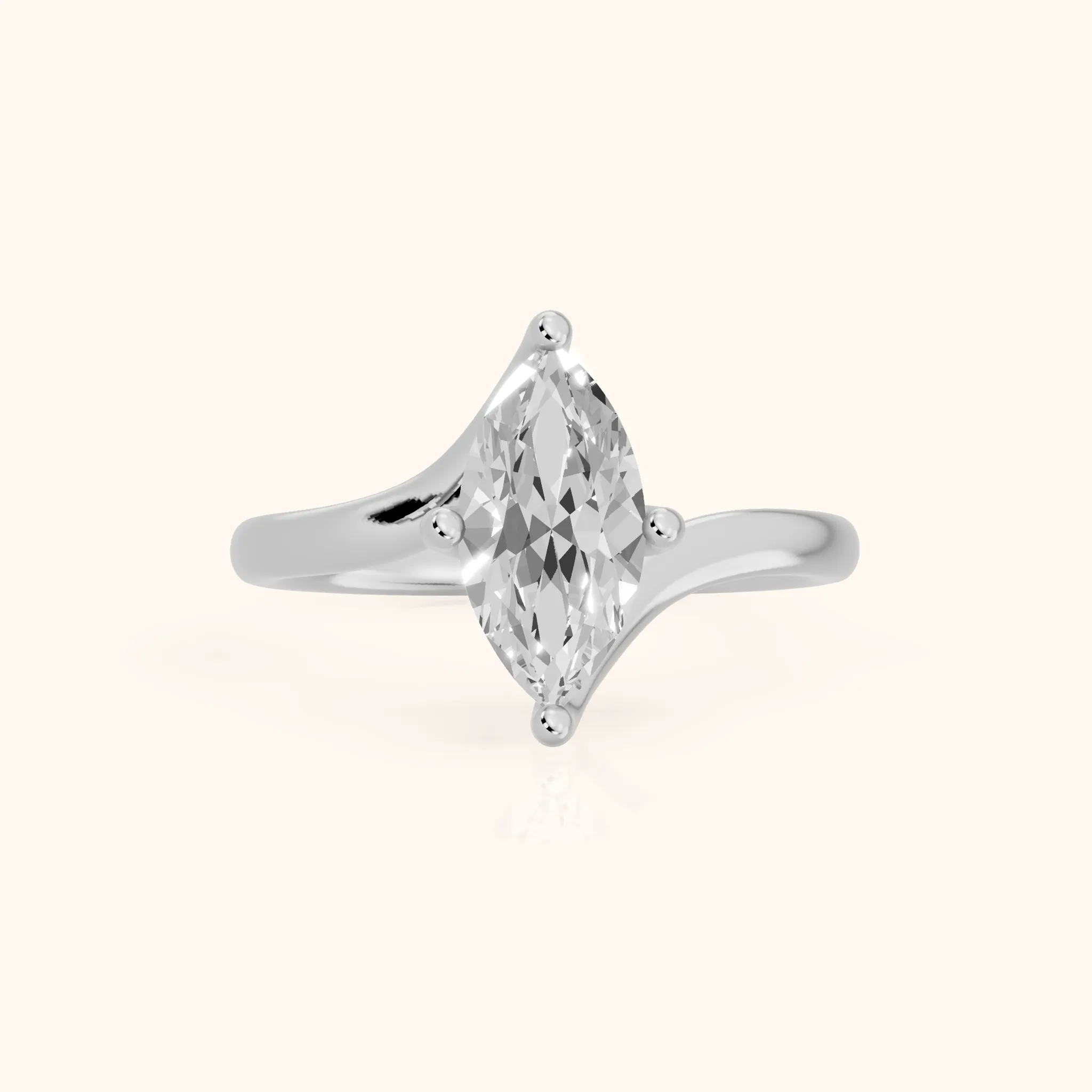 Clio Bypass Solitaire Marquise Diamond Engagement Ring in Platinum — view 1