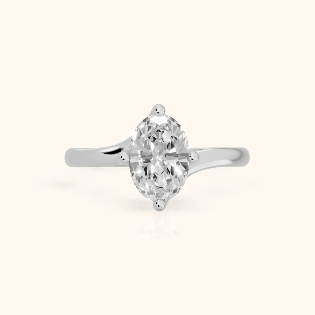 Clio Bypass Solitaire Oval Diamond Engagement Ring in Platinum — view 2