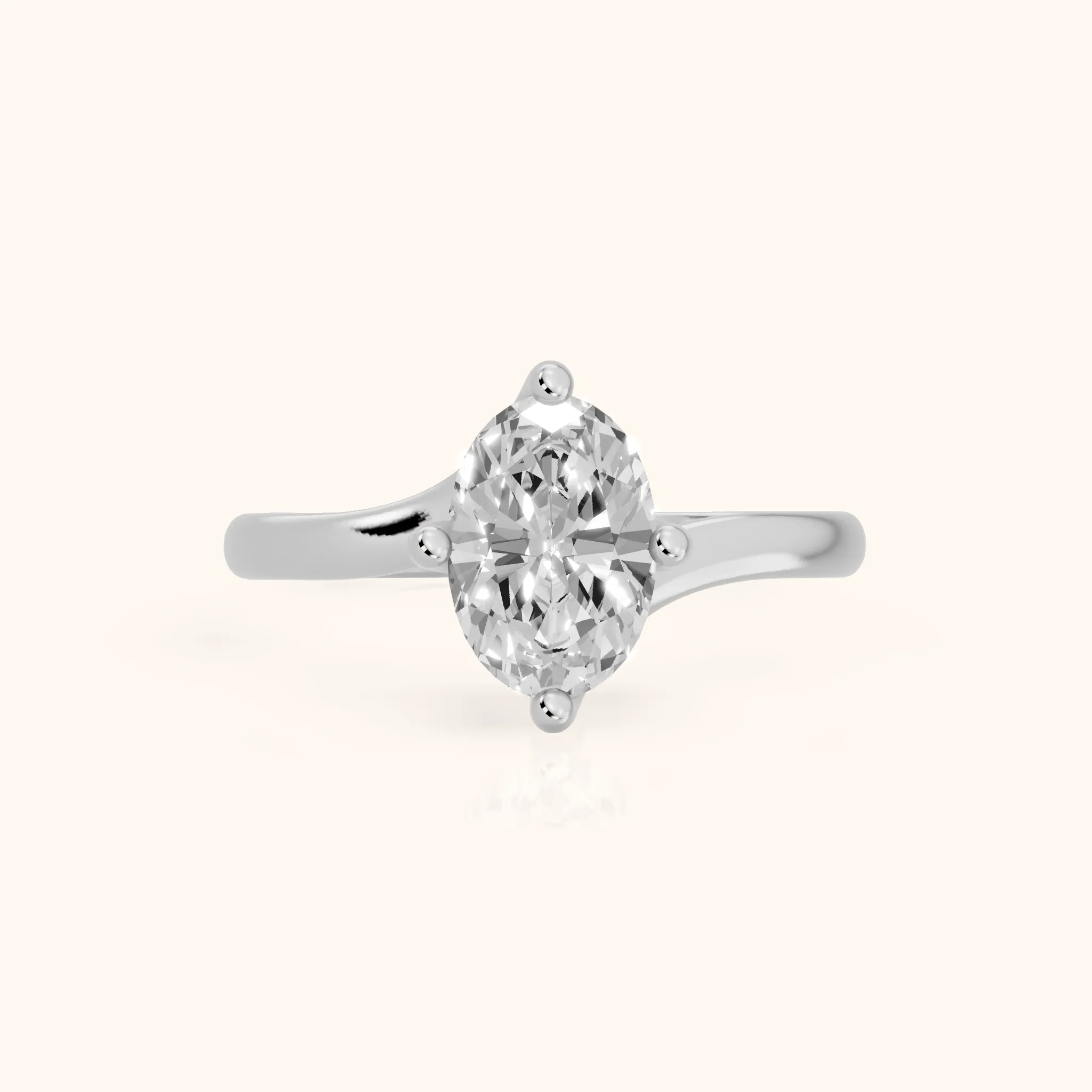 Clio Bypass Solitaire Oval Diamond Engagement Ring in Platinum — view 1