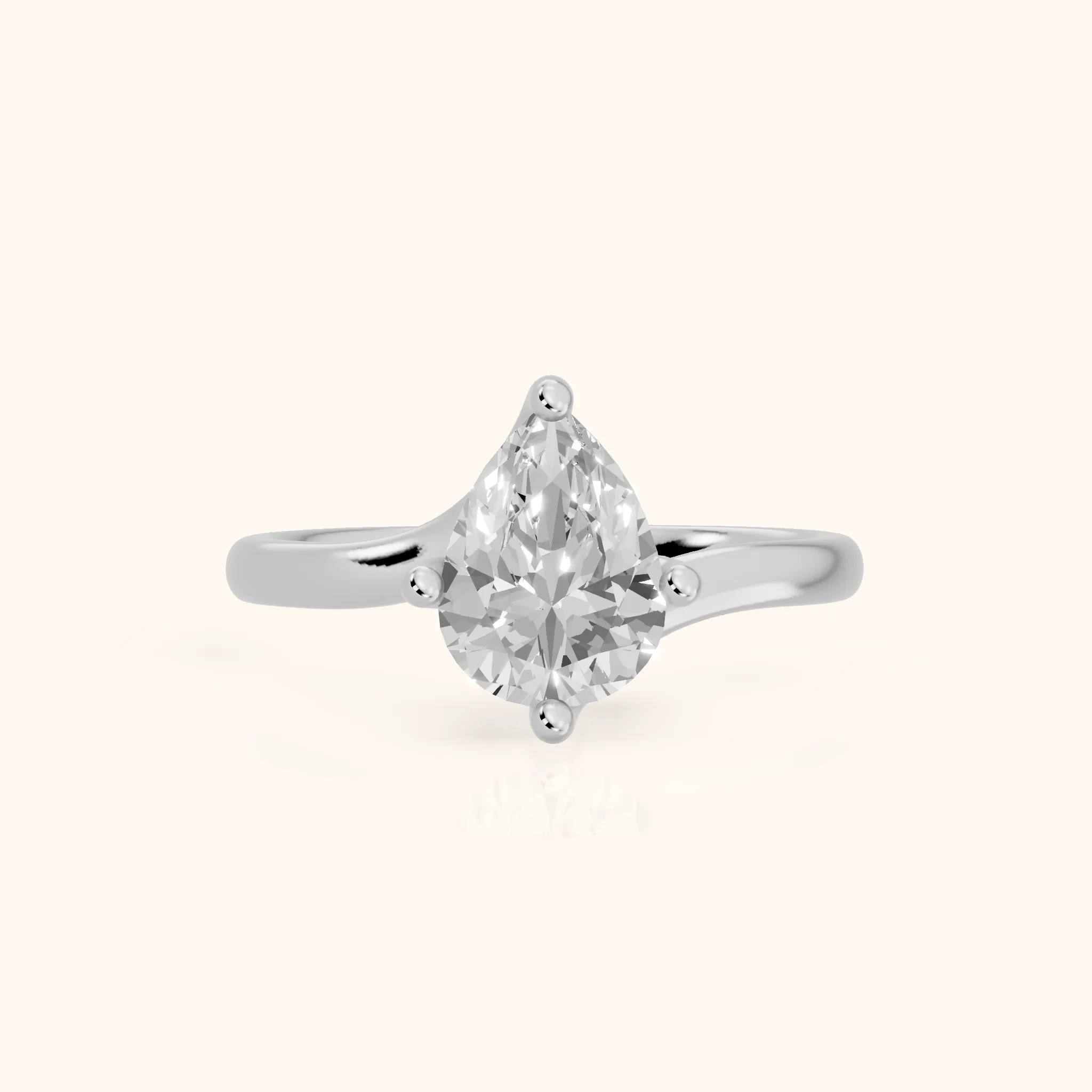 Clio Bypass Solitaire Pear Diamond Engagement Ring in Silver — view 1