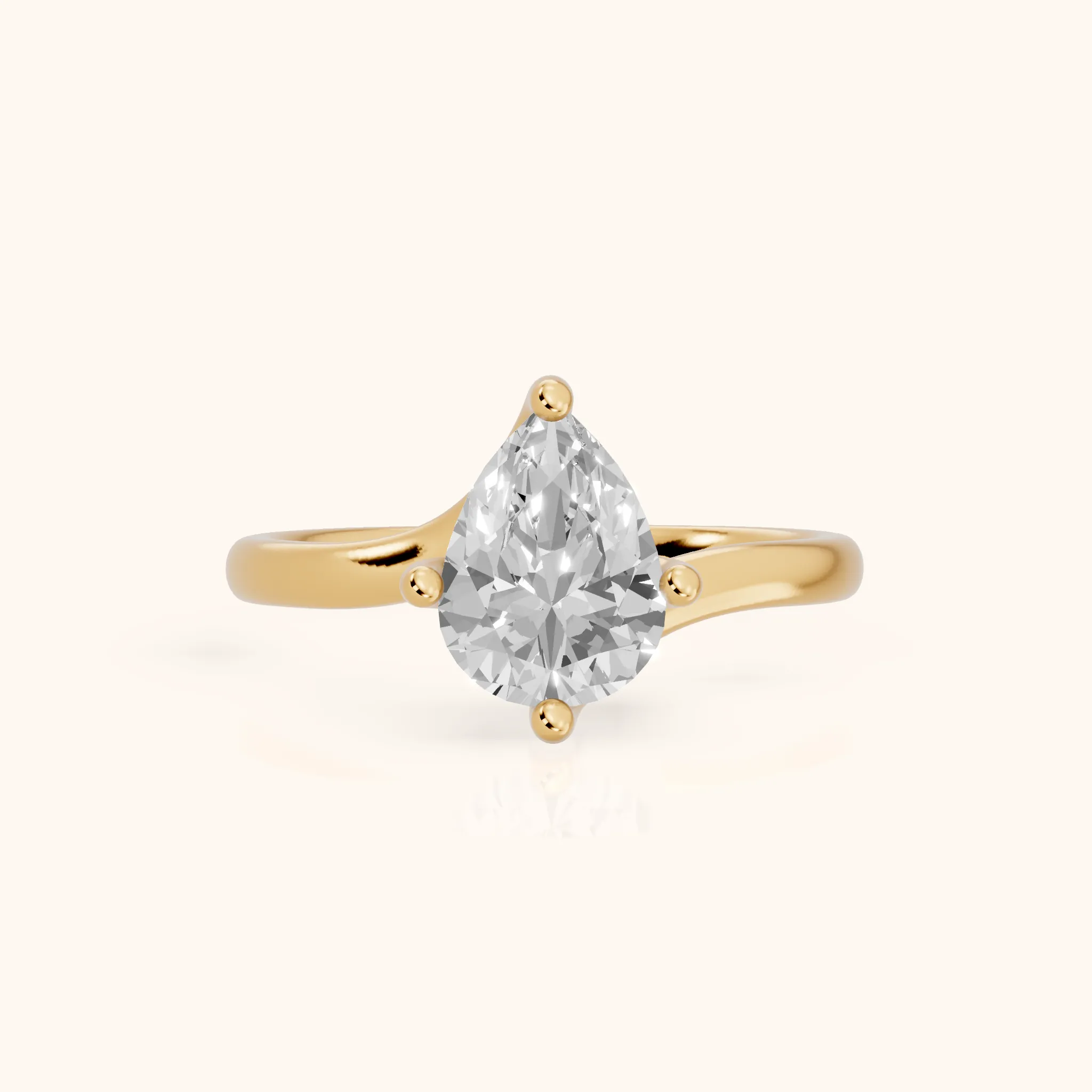 Clio Bypass Solitaire Pear Diamond Engagement Ring in Yellow Gold — view 1