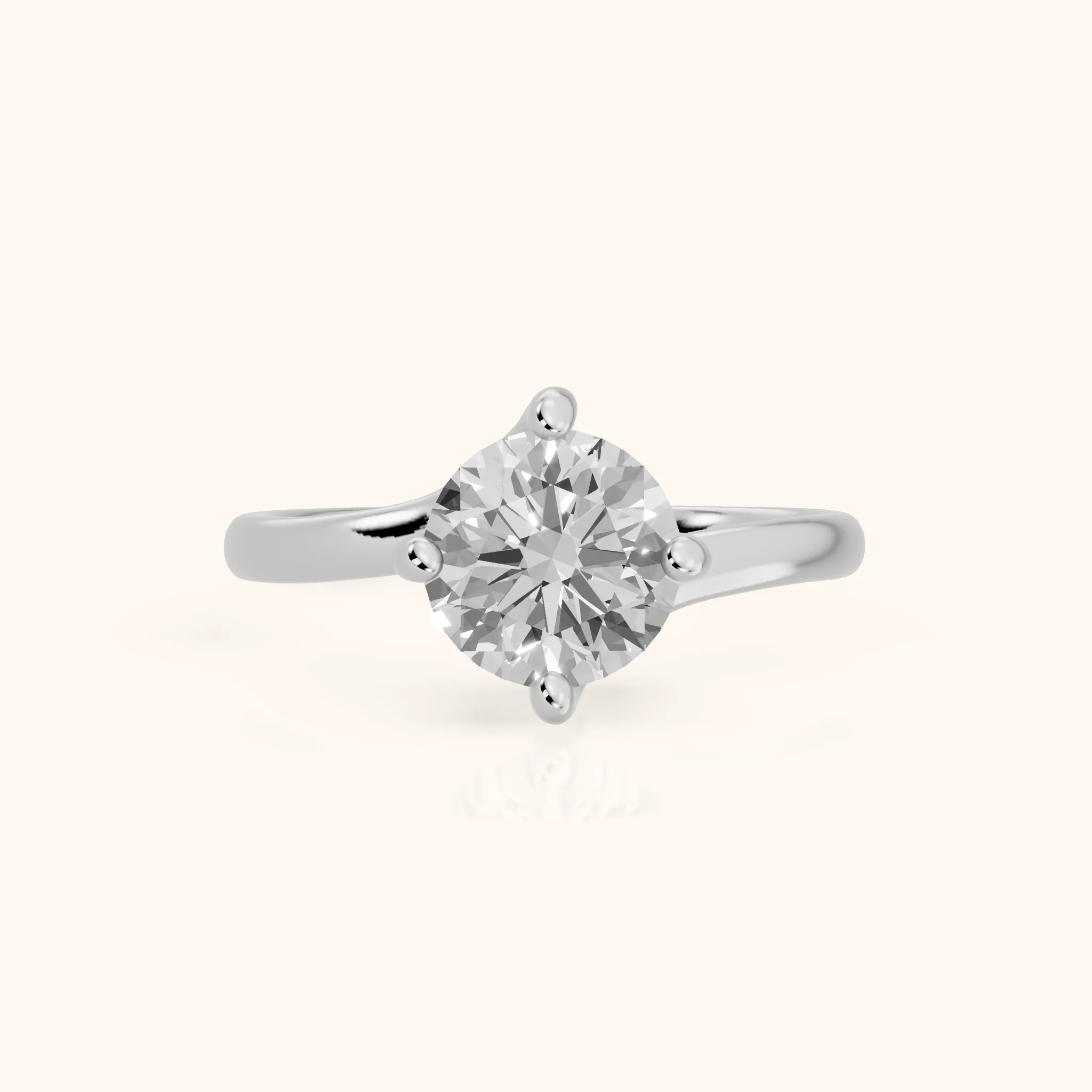 Clio Bypass Solitaire Round Diamond Engagement Ring in Silver — view 1
