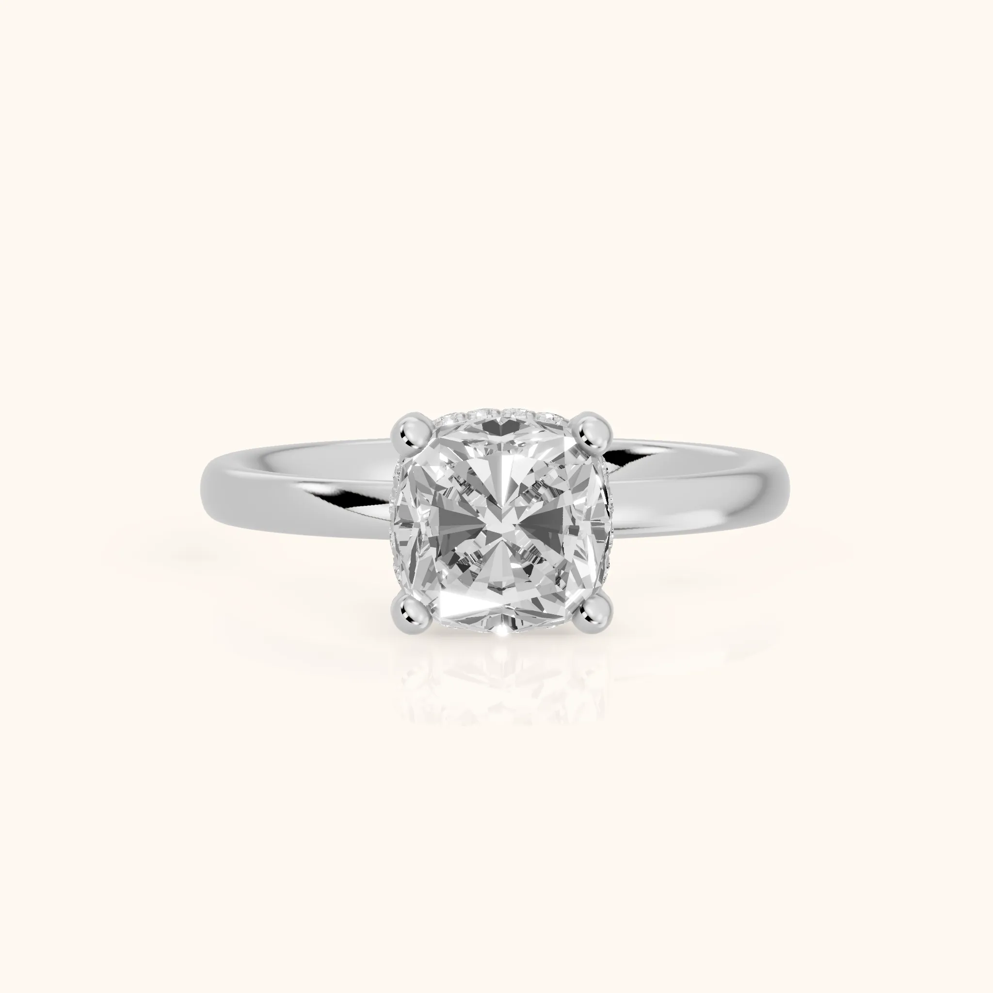 Dina Hidden Halo Cushion Diamond Engagement Ring in Silver — view 1