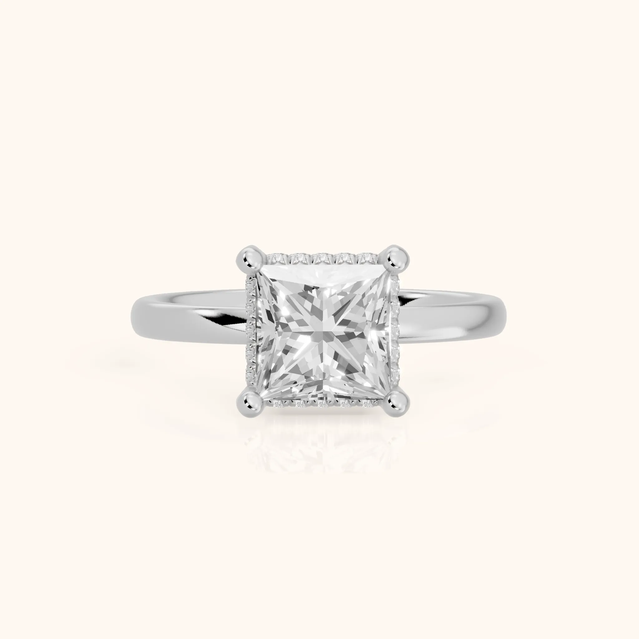 Dina Hidden Halo Princess Diamond Engagement Ring in Platinum — view 1