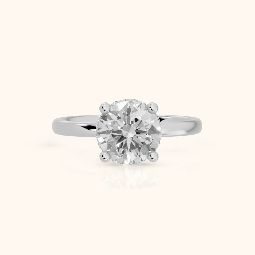 Dina Hidden Halo Round Diamond Engagement Ring in White Gold — view 2